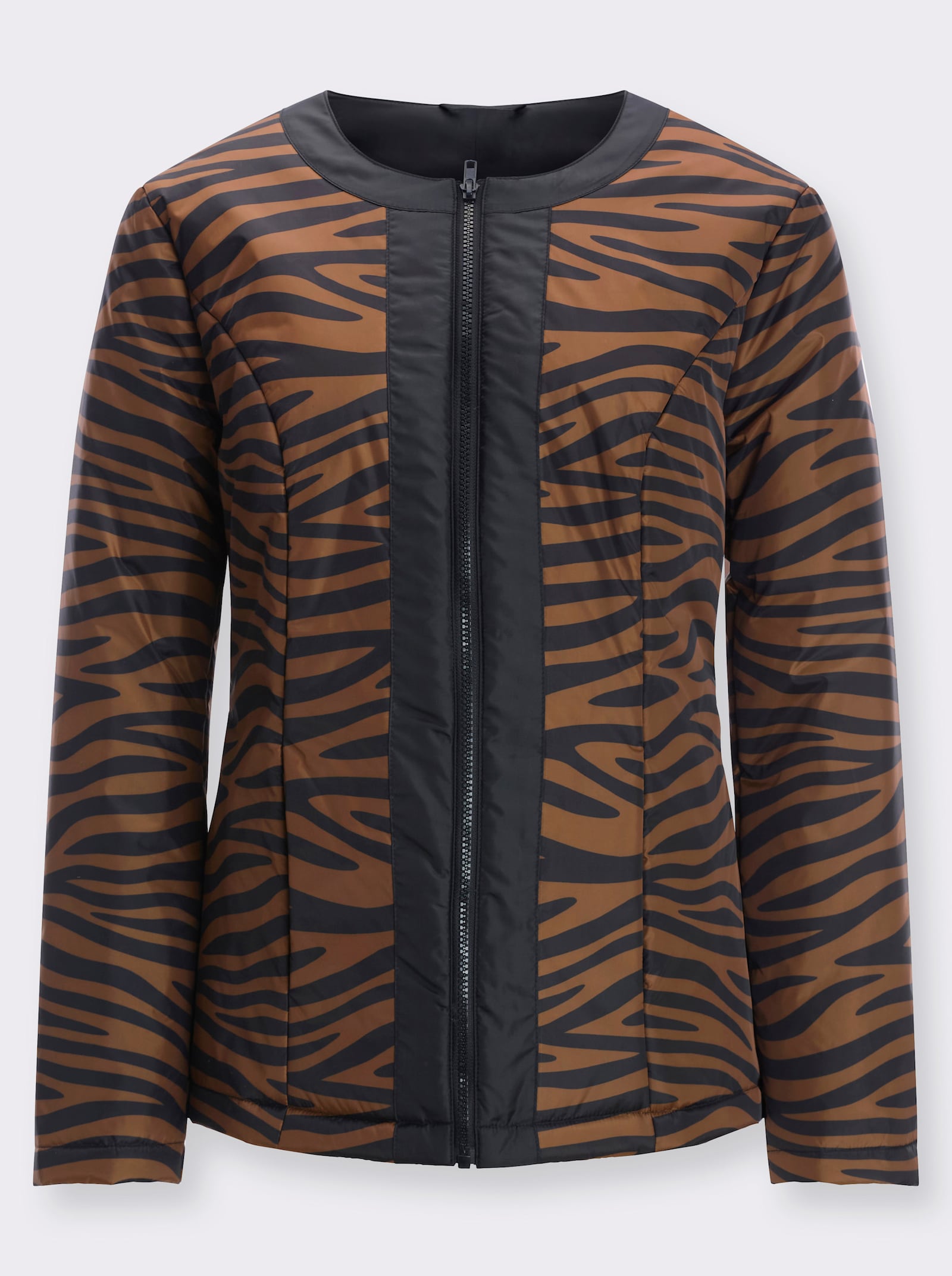 Bunda, zvieracia tlač, hrejivá - Koňakovo-čierna potlač