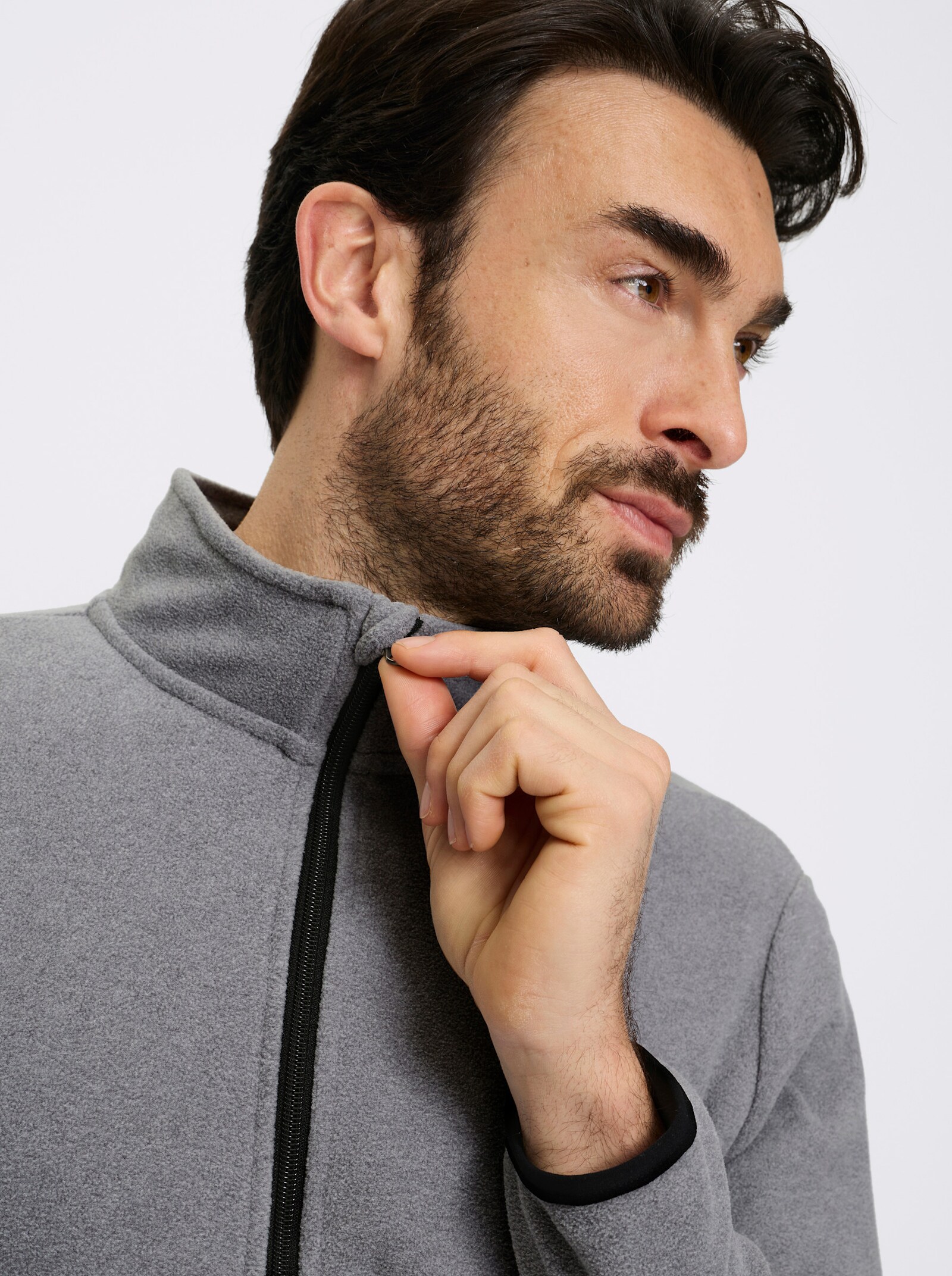 Catamaran Fleecejacke - grau-meliert + schwarz