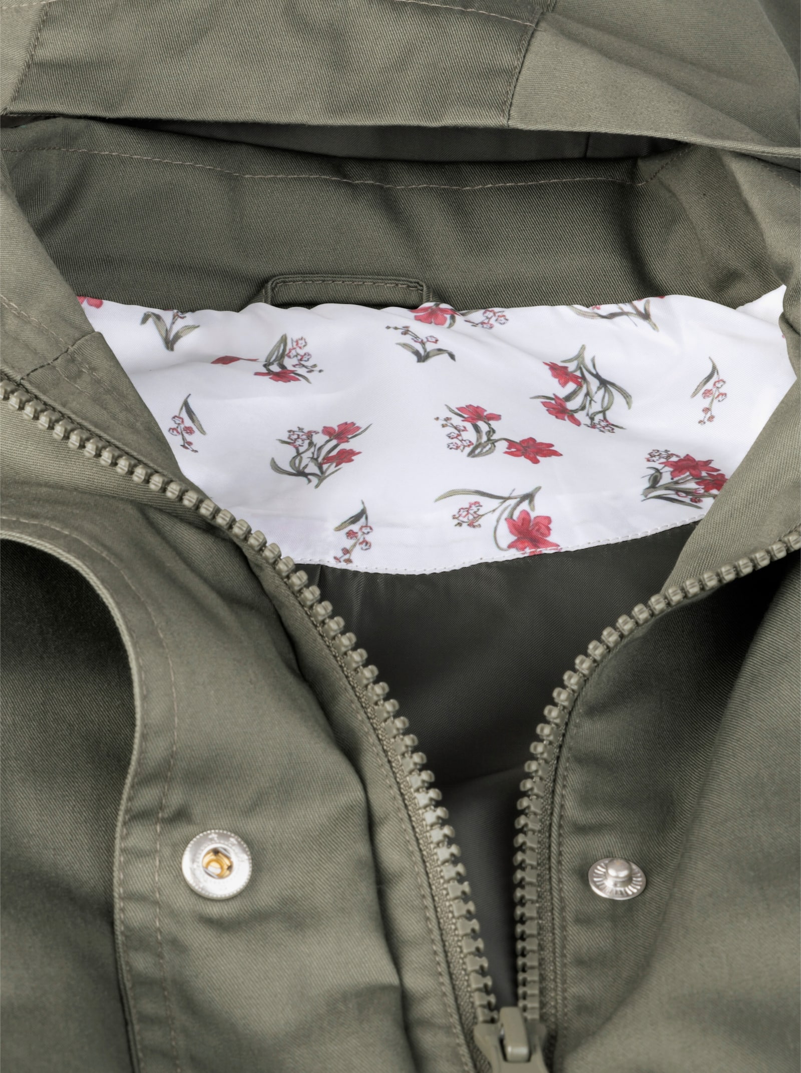 Veste à capuche avec col montant - kaki