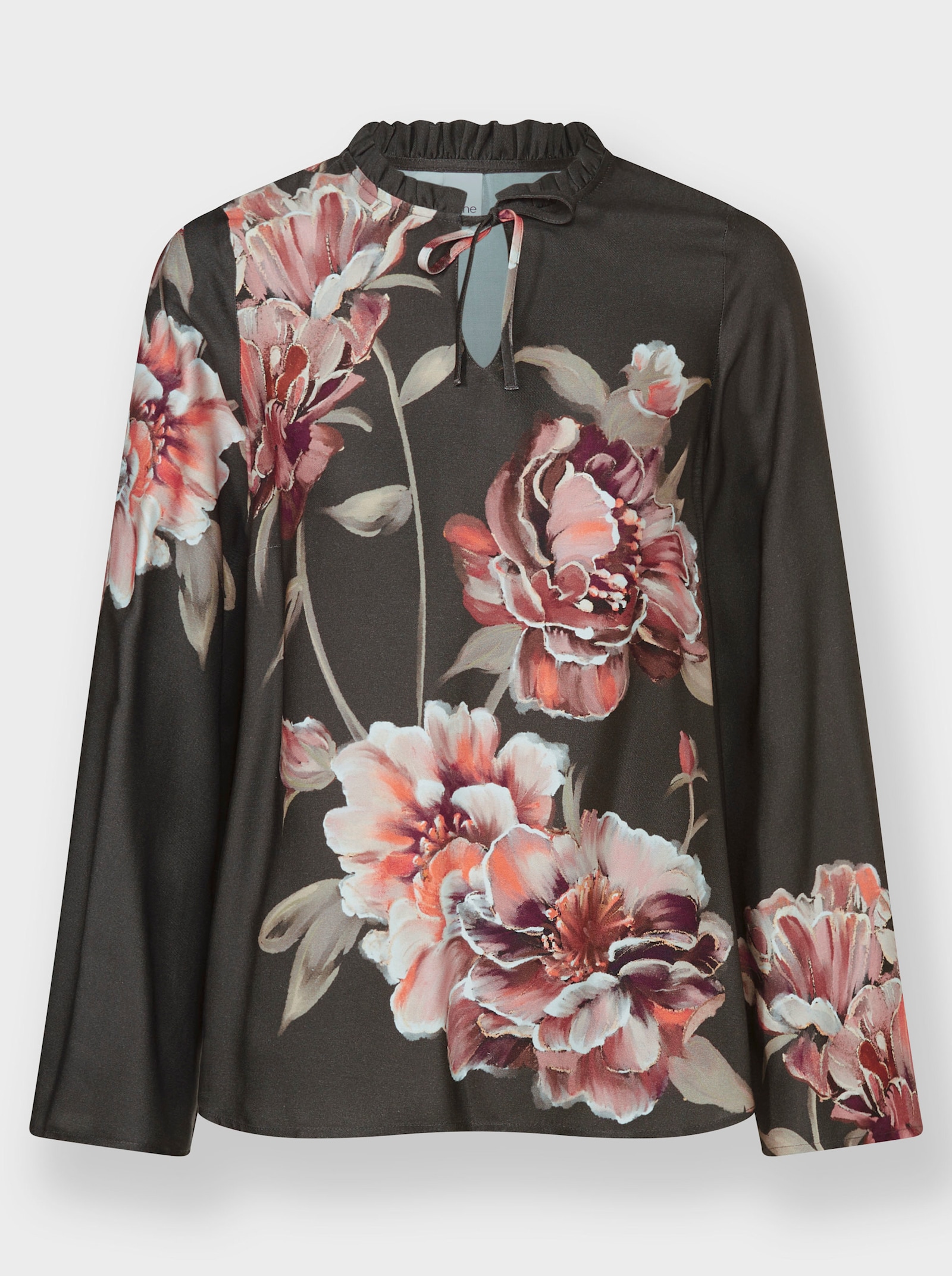 heine Druckbluse mit Blüten-Dessin - graphit-rotbraun-bedruckt