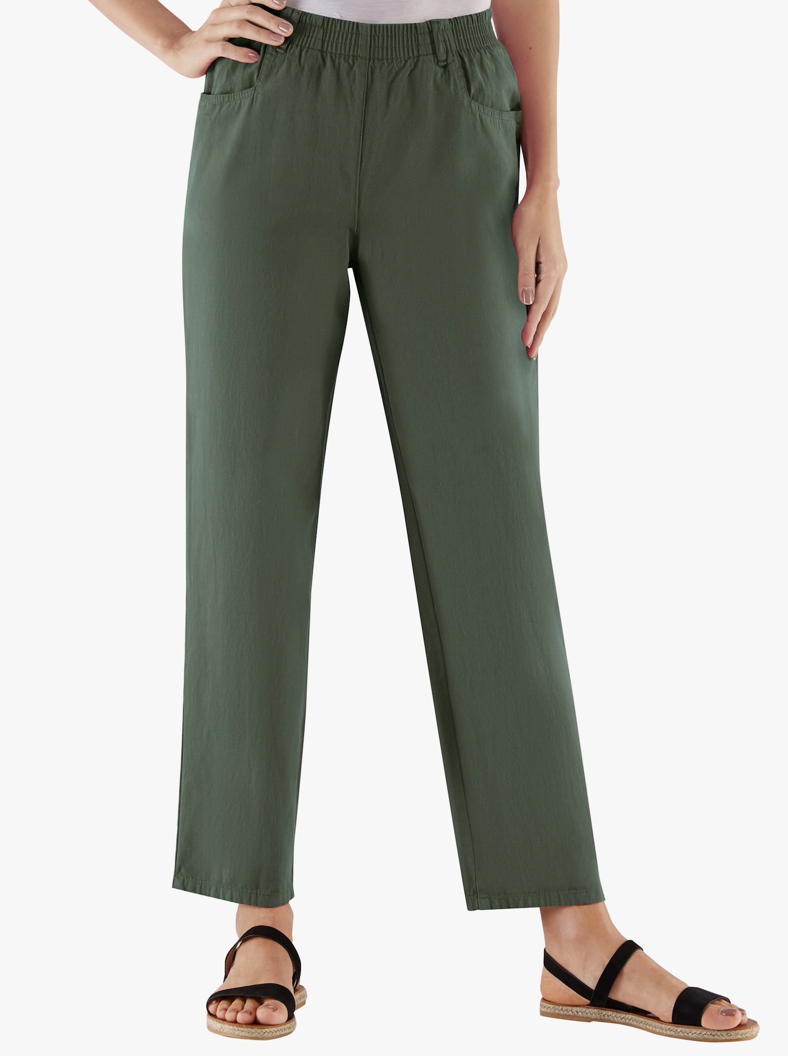 Schlupfhose aus Baumwolle, pflegeleicht - oliv