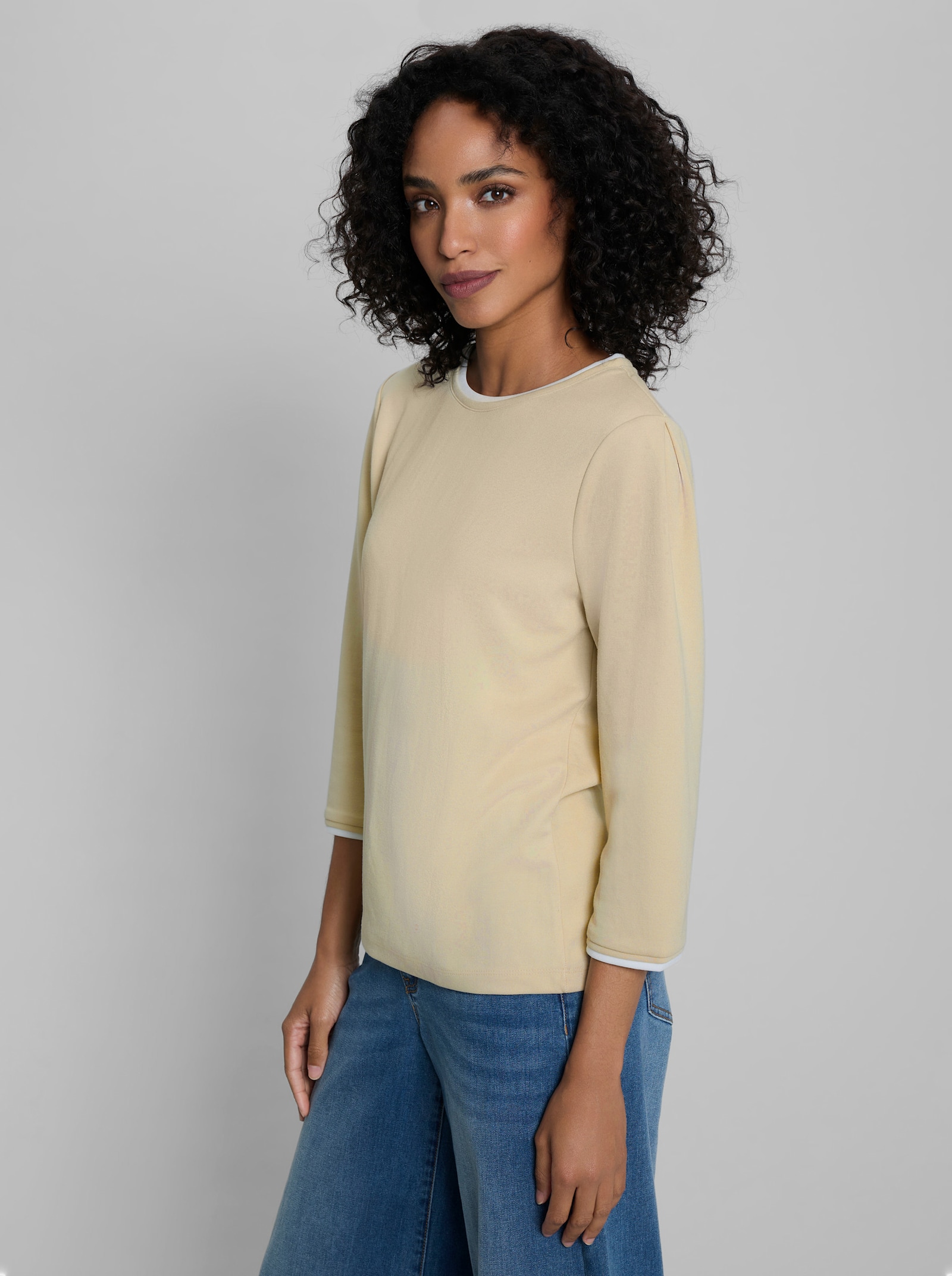heine Langarmshirt mit Kontrast-Details - sand