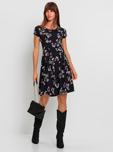 Blumenkleid - schwarz-weiß-bedruckt