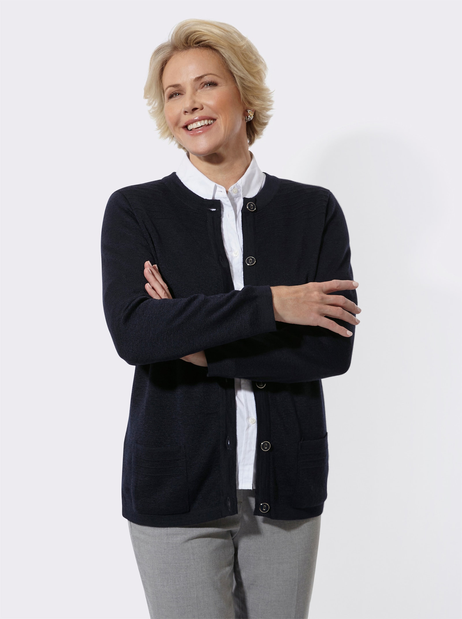 Strickjacke mit Schmuckknöpfen - marine