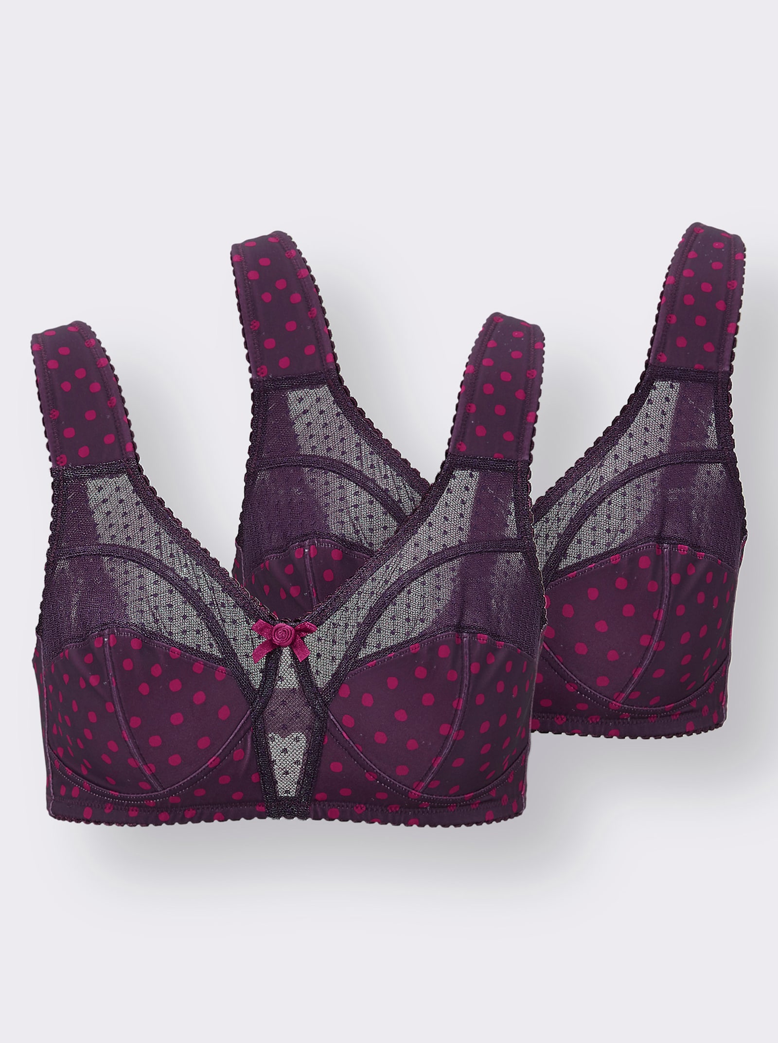 wäschepur Entlastungs-BH ohne Bügel mit Tüll-Einsatz - traube-bedruckt