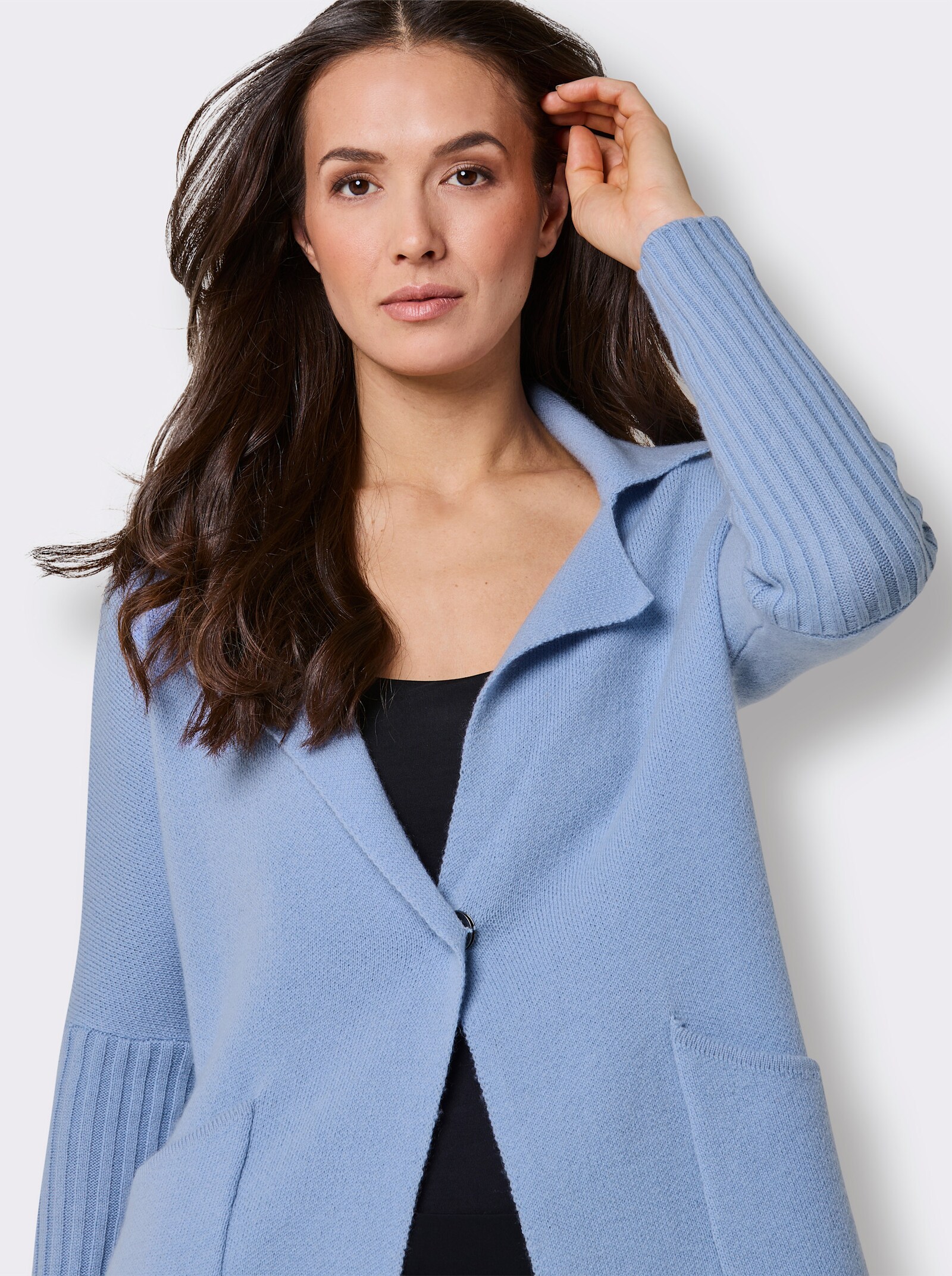 CREATION L PREMIUM Kaschmir-Strickjacke - bleu
