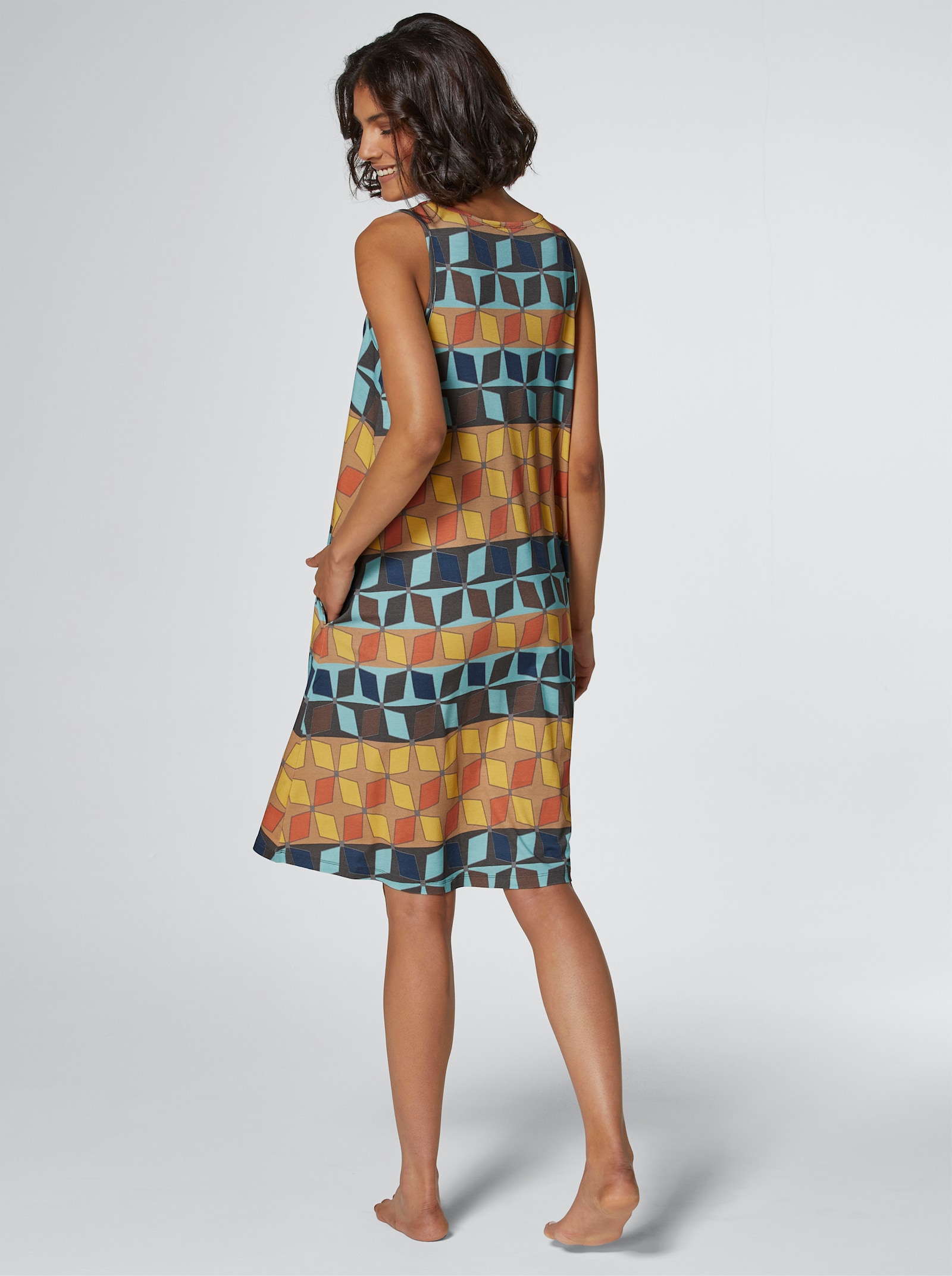 feel good Sommerkleid mit seitlichen Taschen - terra-gemustert