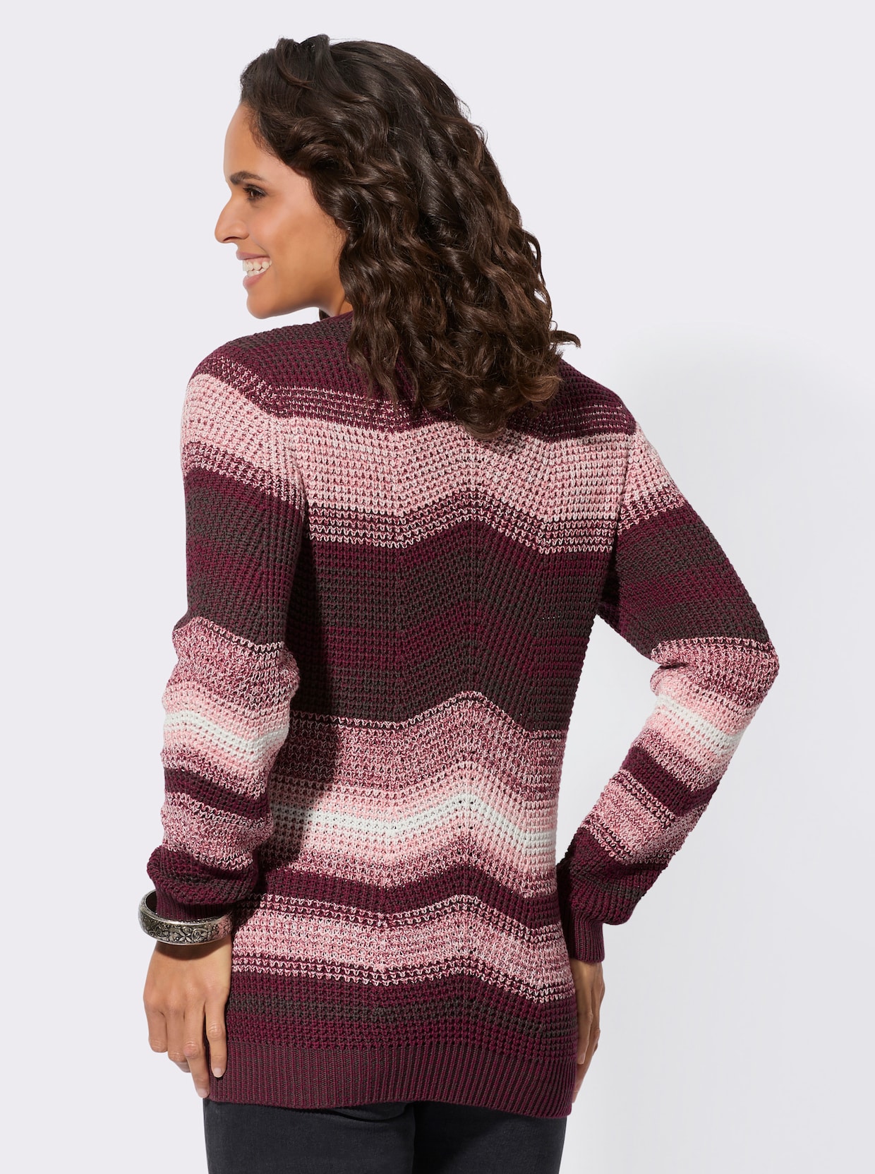 Langarm-Pullover - bordeaux-graphit