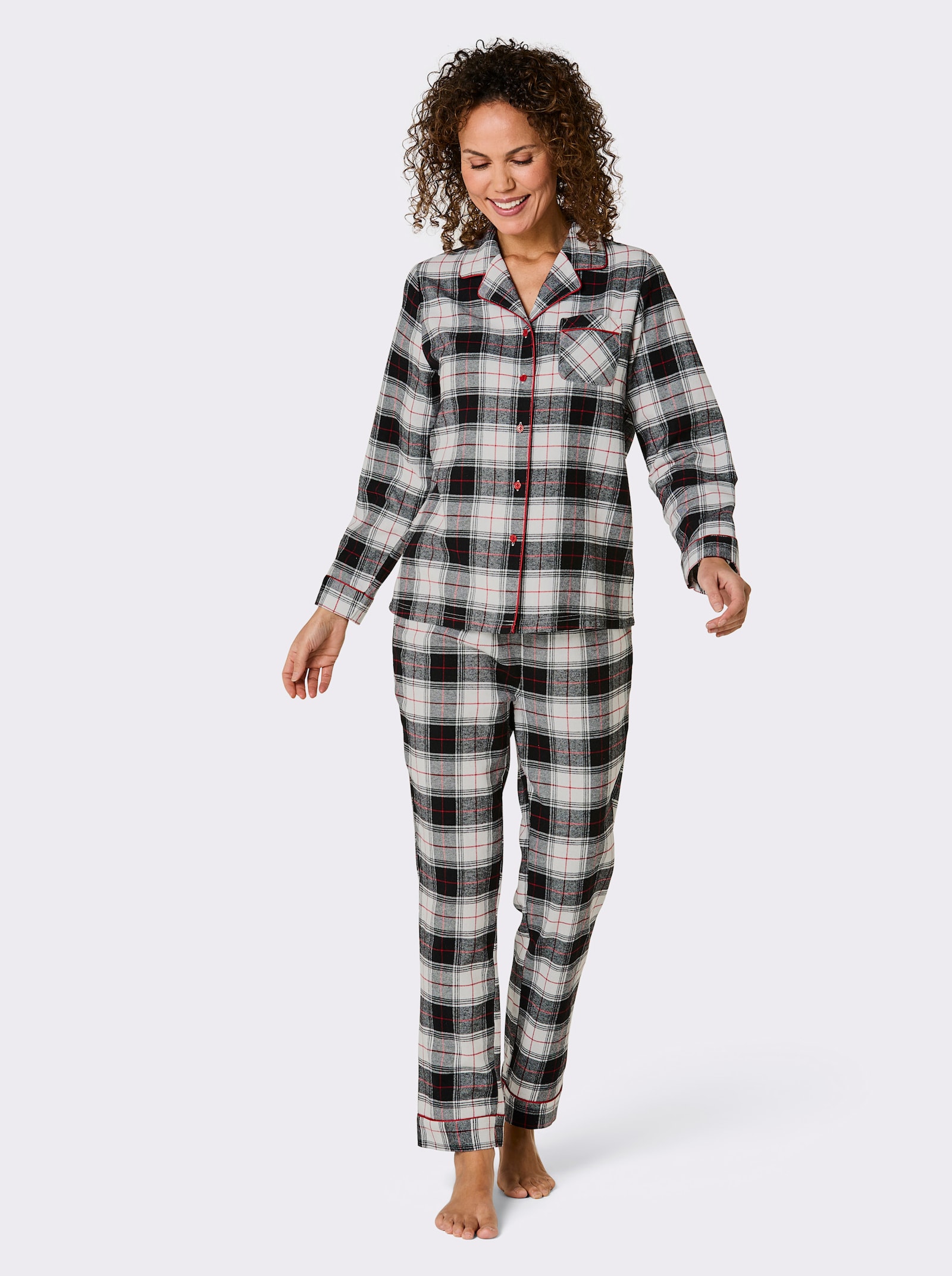 wäschepur Pyjama - rot-schwarz-kariert