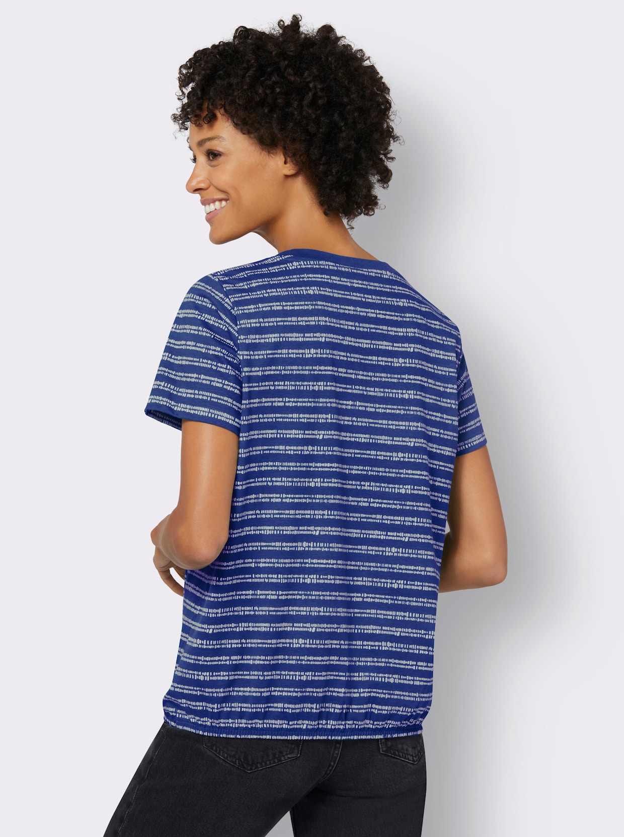 Shirt met korte mouwen - koningsblauw/wit bedrukt