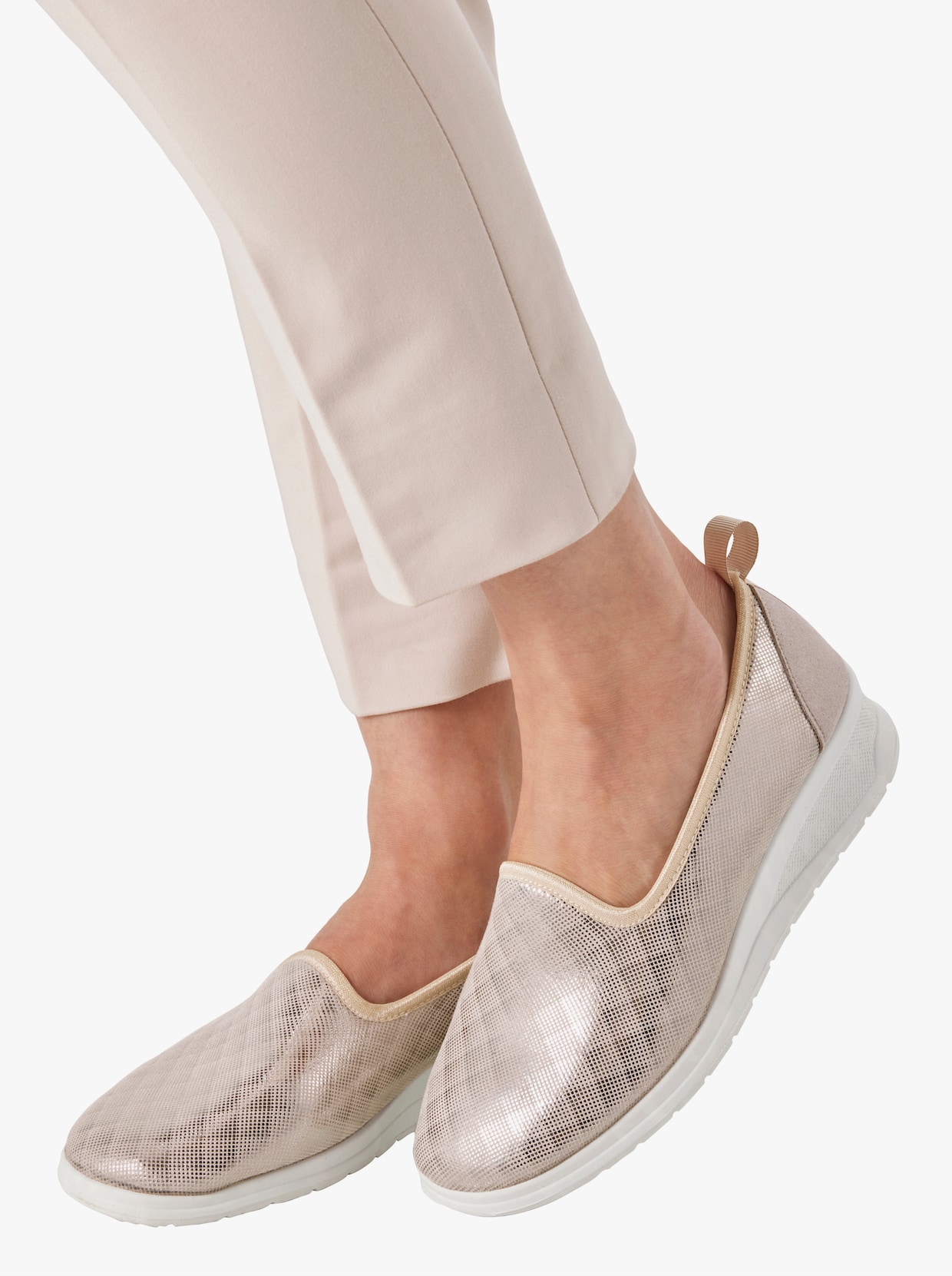 airsoft comfort+ Slipper aus Stretch-Material - beige-kariert