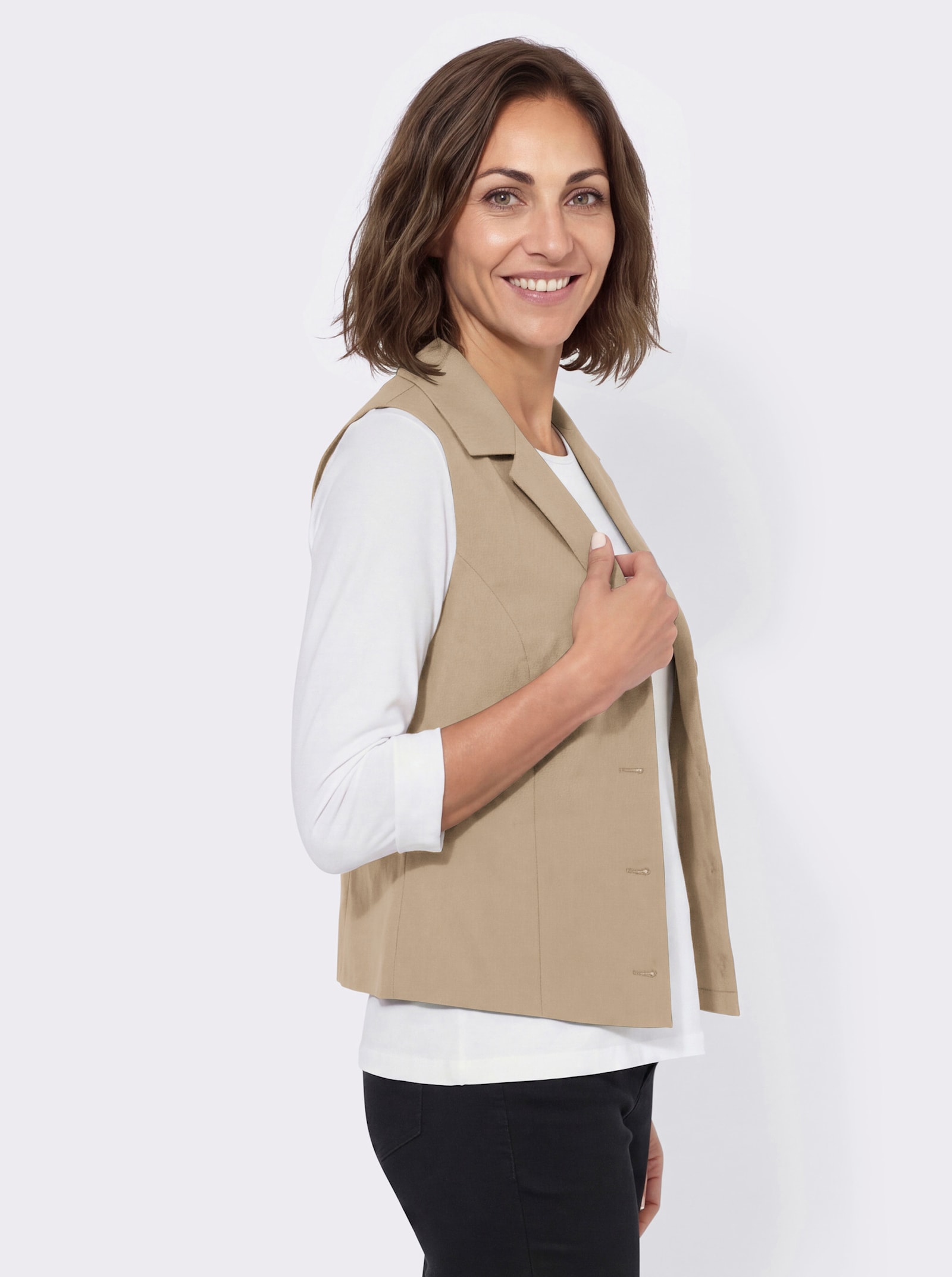 Weste mit Leinen-Anteil - beige