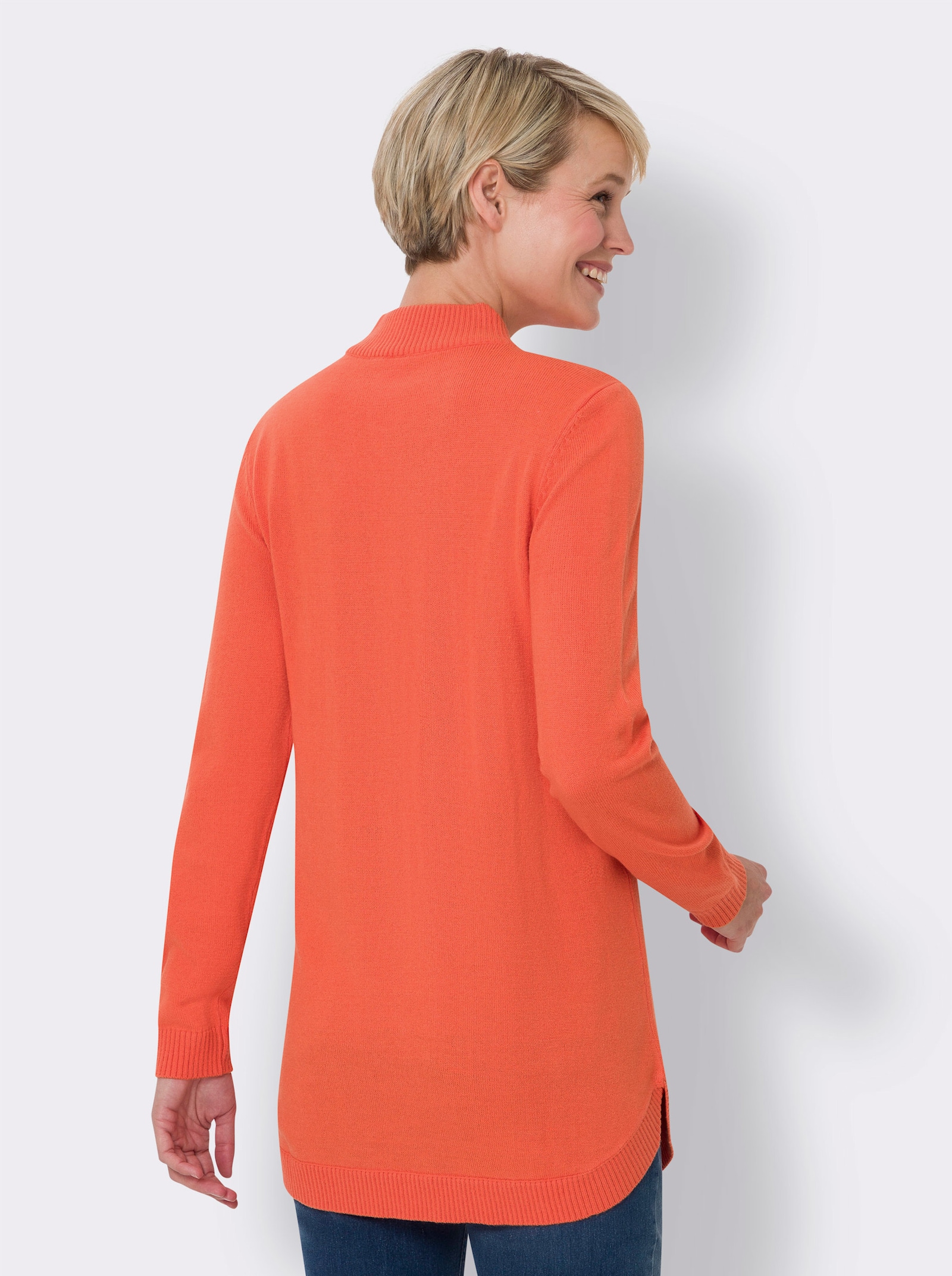 Pullover mit abgerundetem Saum - orange