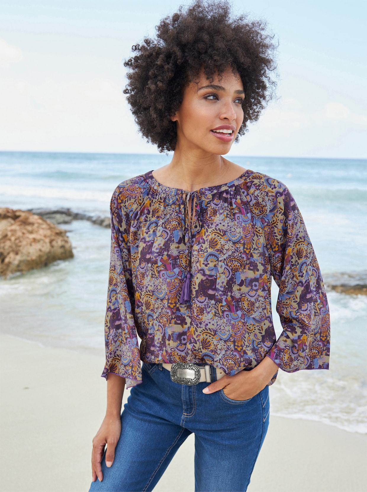 heine Blouse met print - paars-zand bedrukt