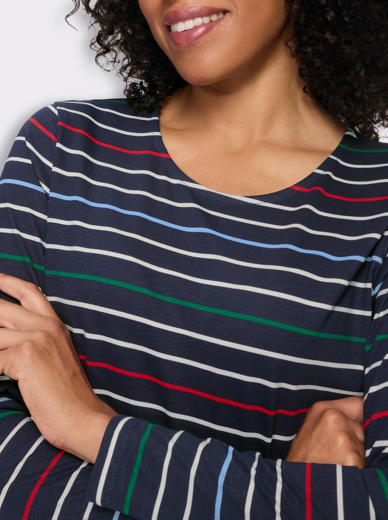 Ringelshirt aus reiner Baumwolle - marine-ecru-geringelt