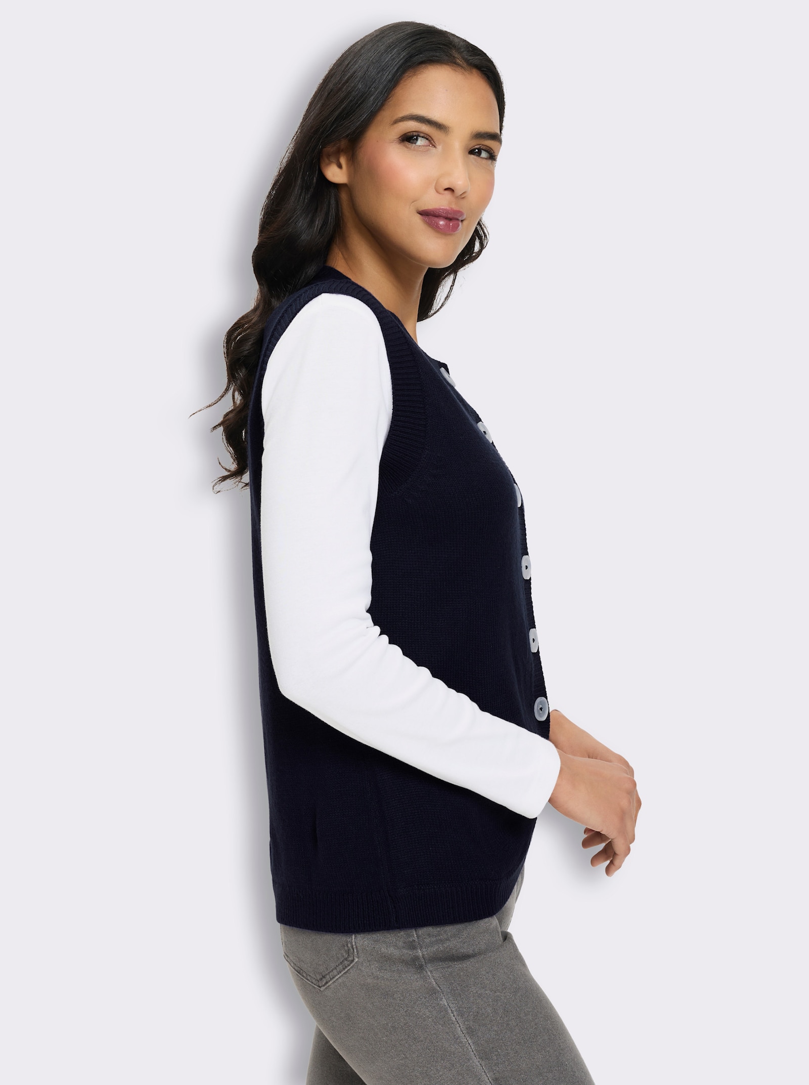 Strickweste mit abgerundetem Saum - marine