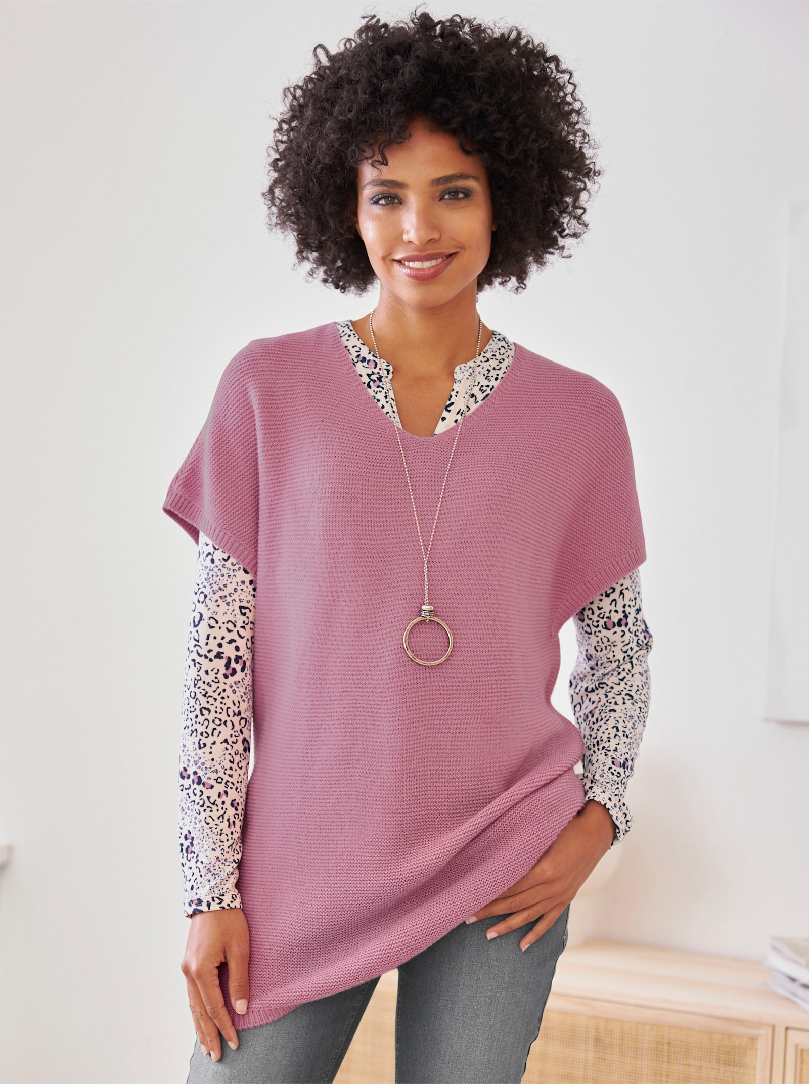 heine Longpullunder im Linksstrick - altrosa