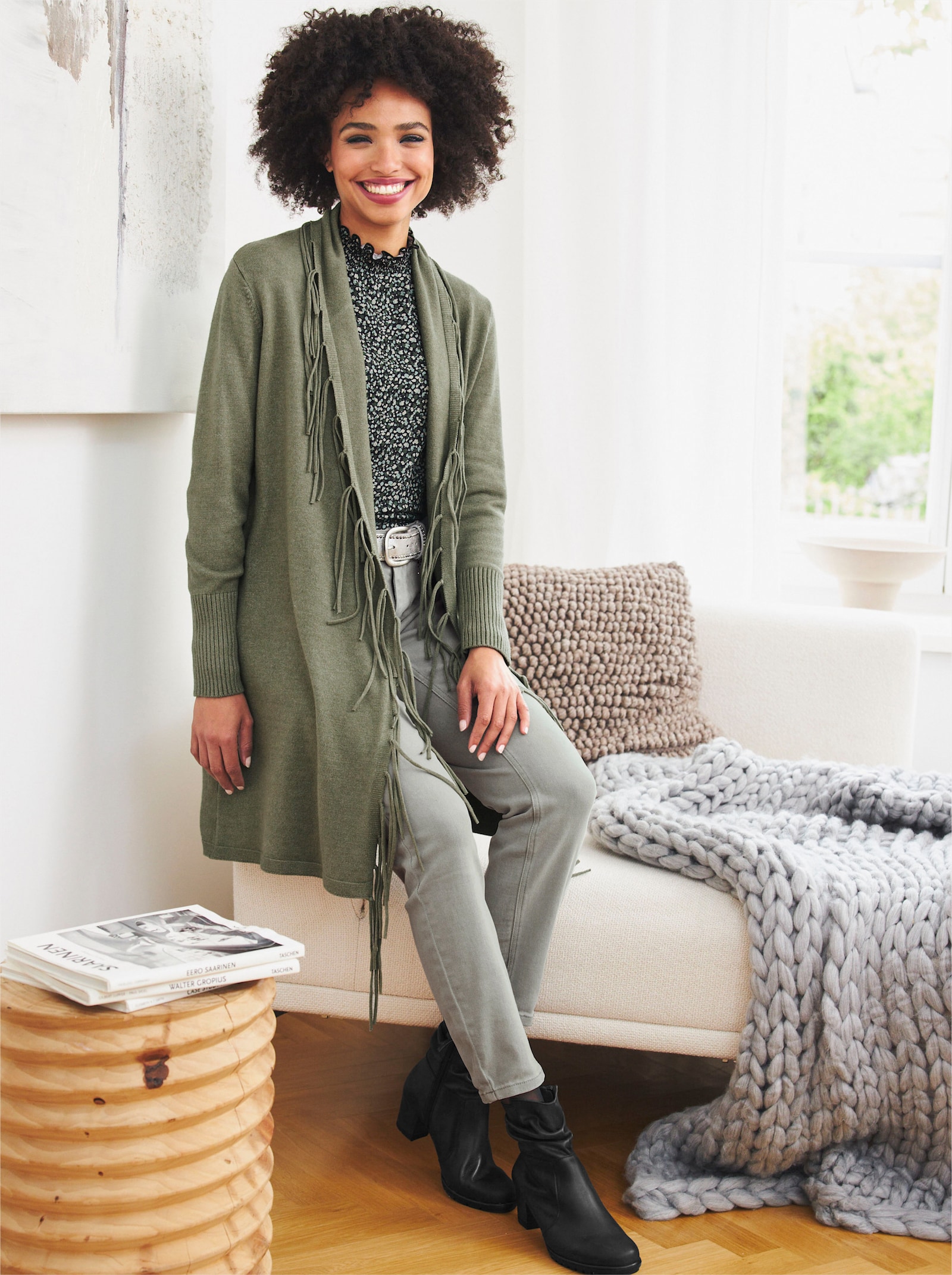 heine Broek met smalle pijpen en siersteentjes - leem