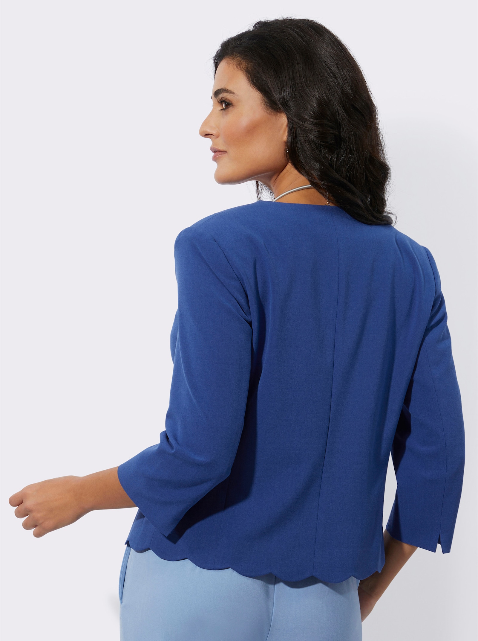 Blazer mit gerafften 3/4-Ärmeln - royalblau