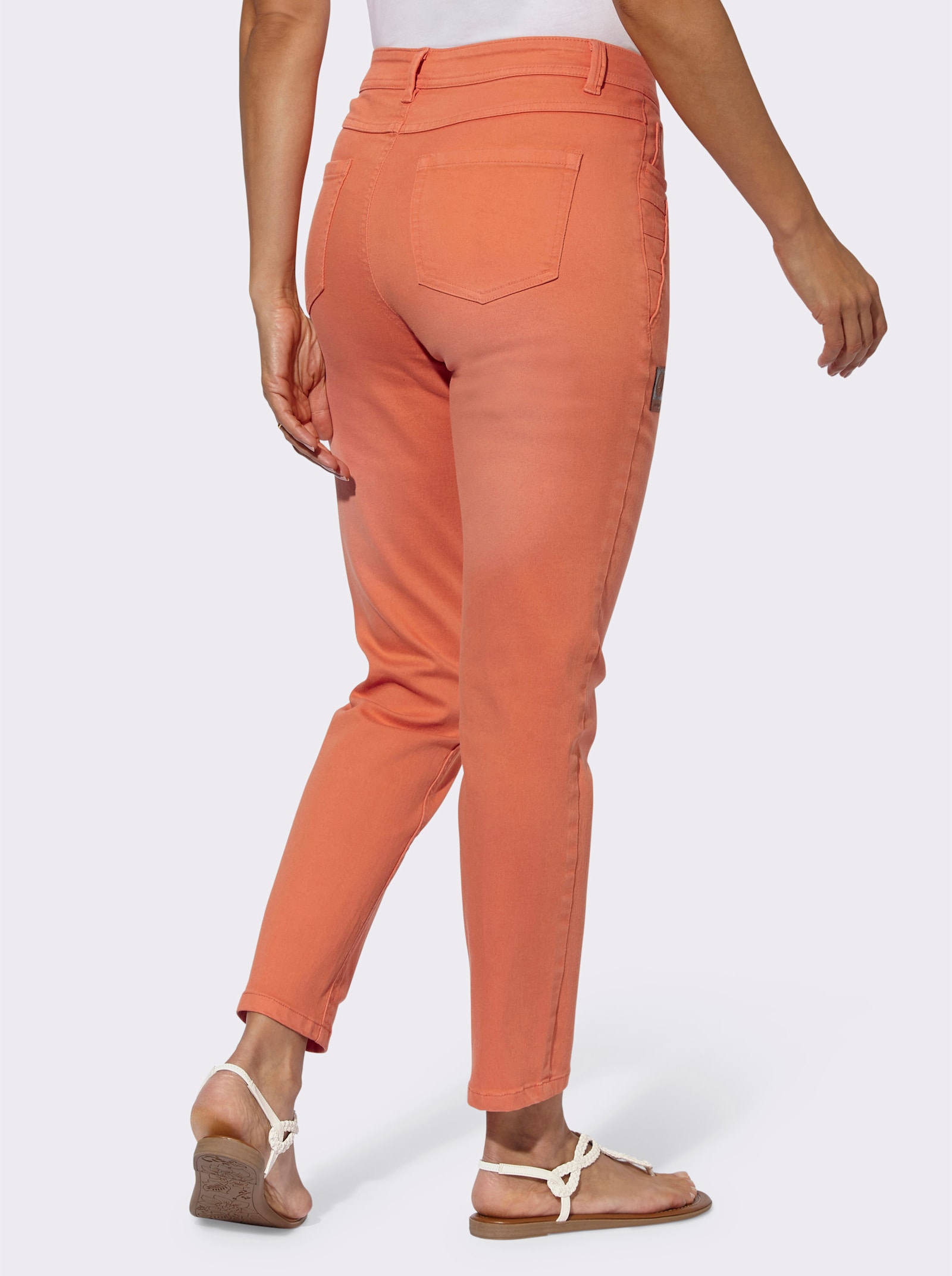 5-pocketjeans met siernaden - papaya