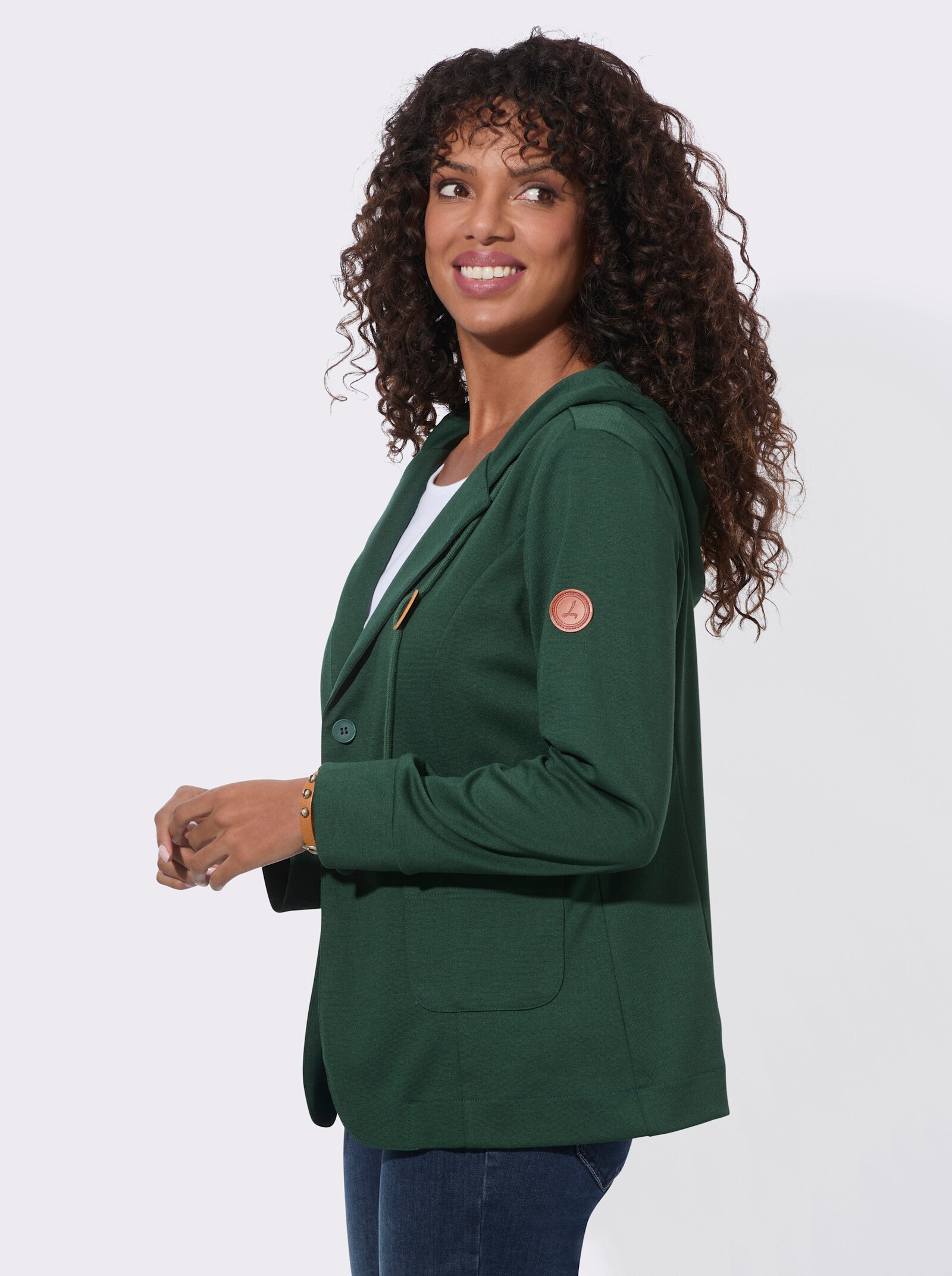 Shirtjacke mit Reverskragen - moos