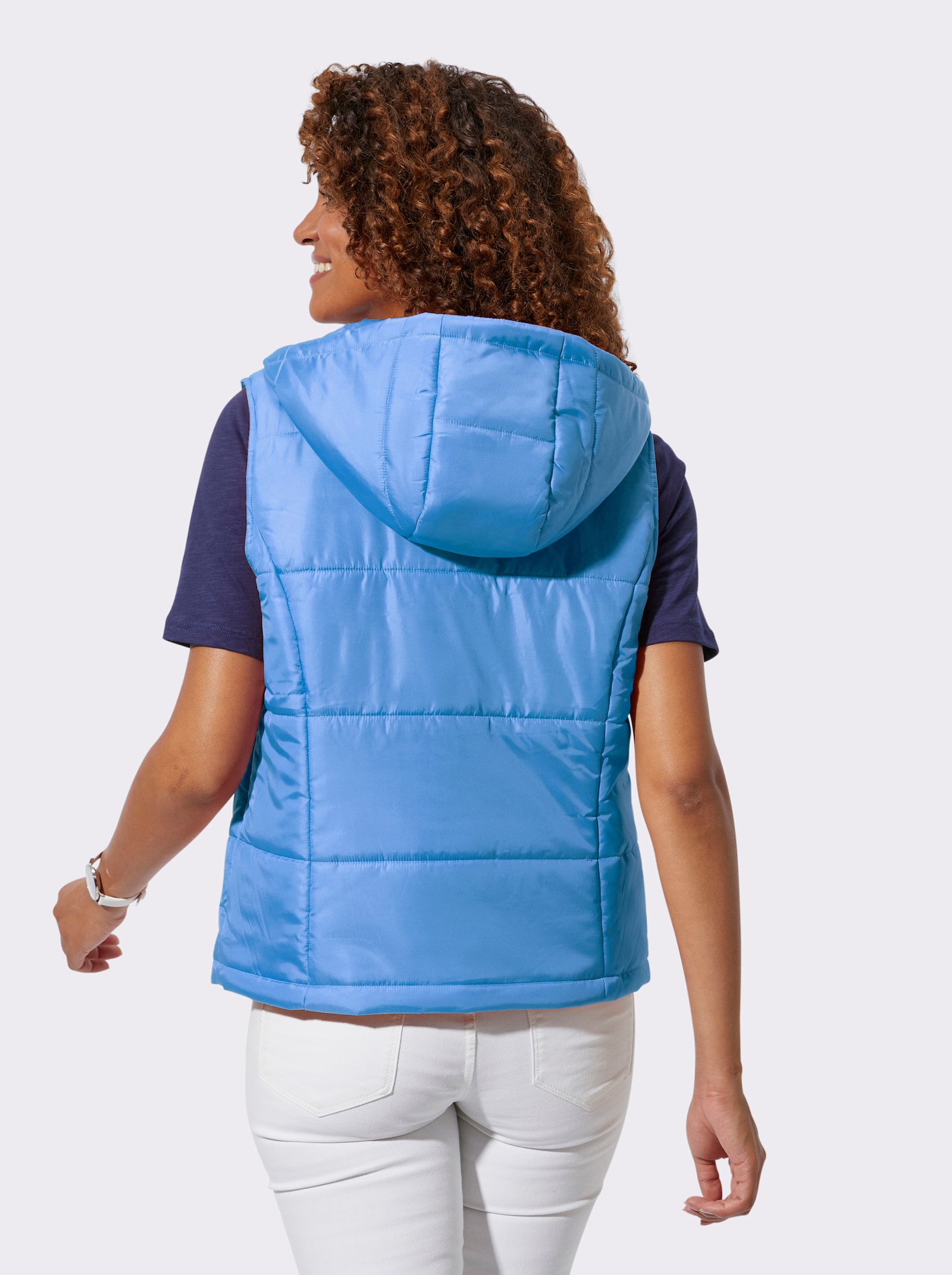 Bodywarmer met capuchon - hemelsblauw