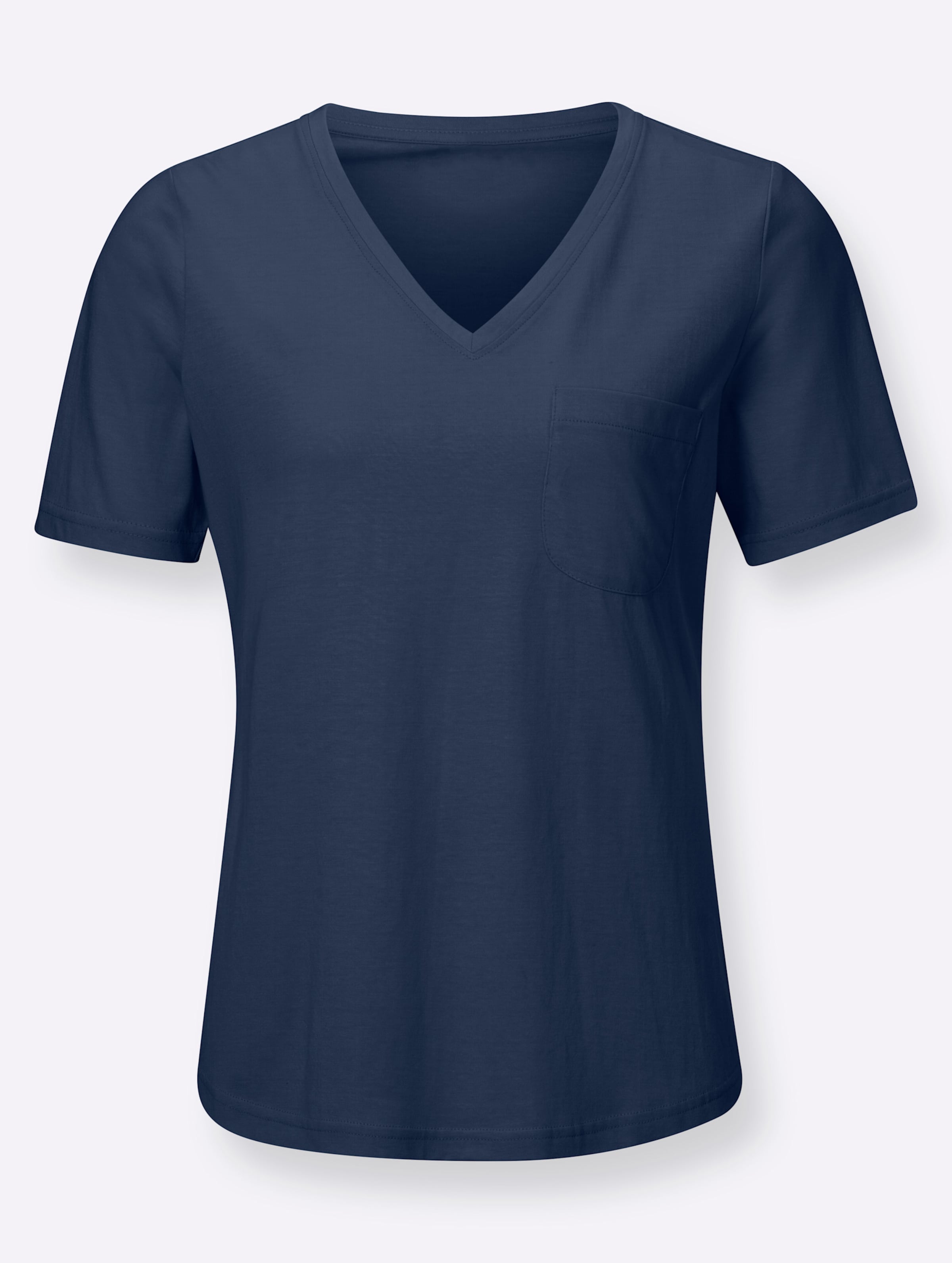 Brusttasche,Halstasche günstig Kaufen-V-Shirt in dunkelblau von heine. V-Shirt in dunkelblau von heine <![CDATA[Wunderbar weiches und fließendes Shirt. Mit V-Ausschnitt und aufgesetzter Brusttasche. Dank des leicht abgerundeten Saums kann es lässig außen getragen werden.]]>. 