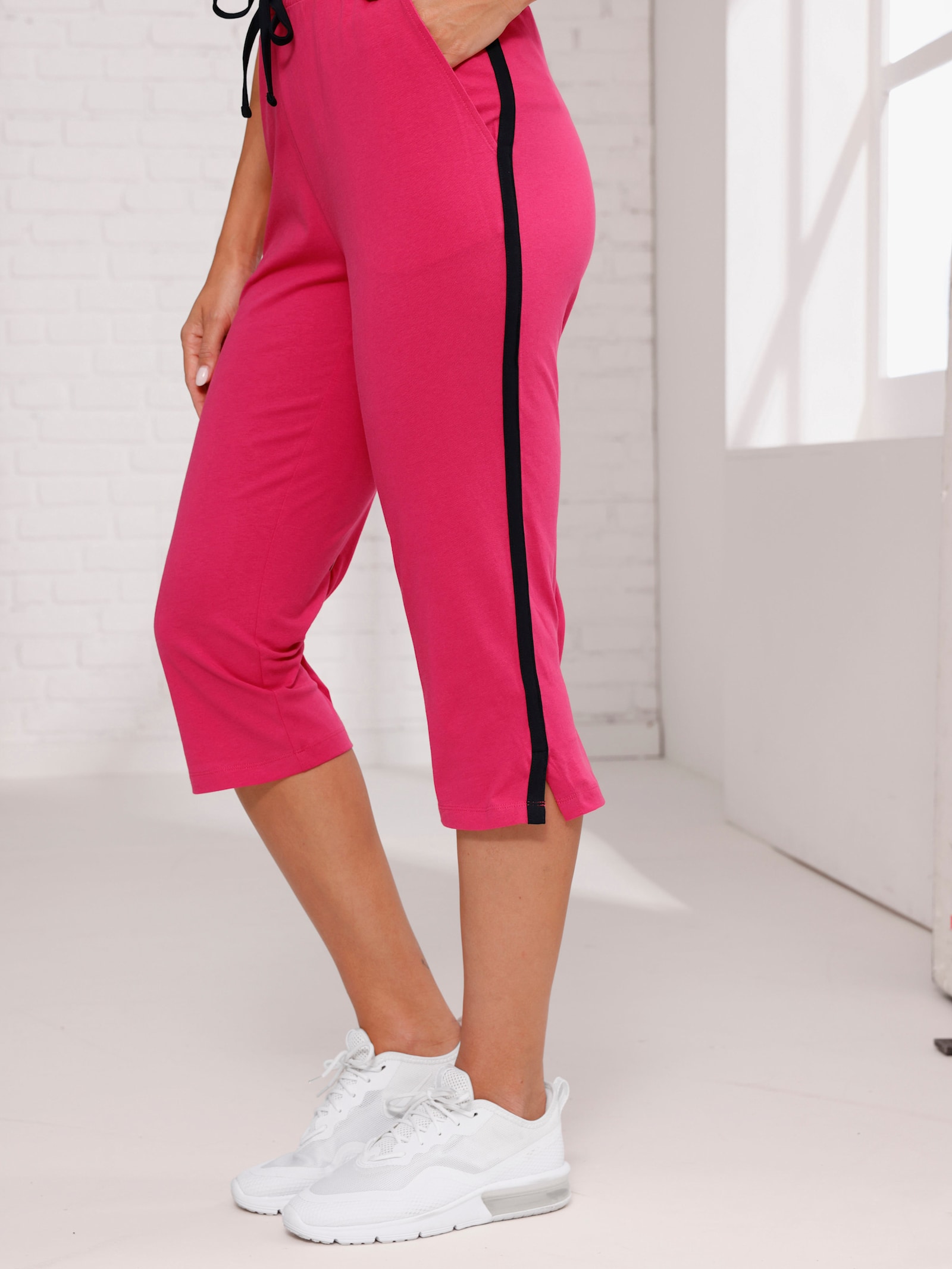 Freizeithose in Capri-Länge - pink