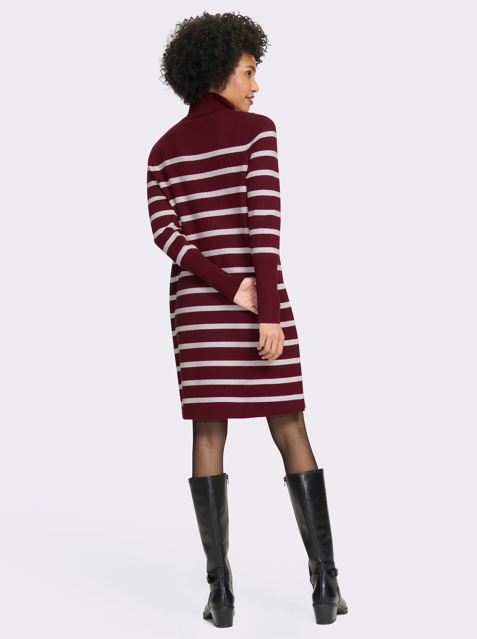 heine Strickkleid mit Ringelmuster - bordeaux-ecru-gestreift