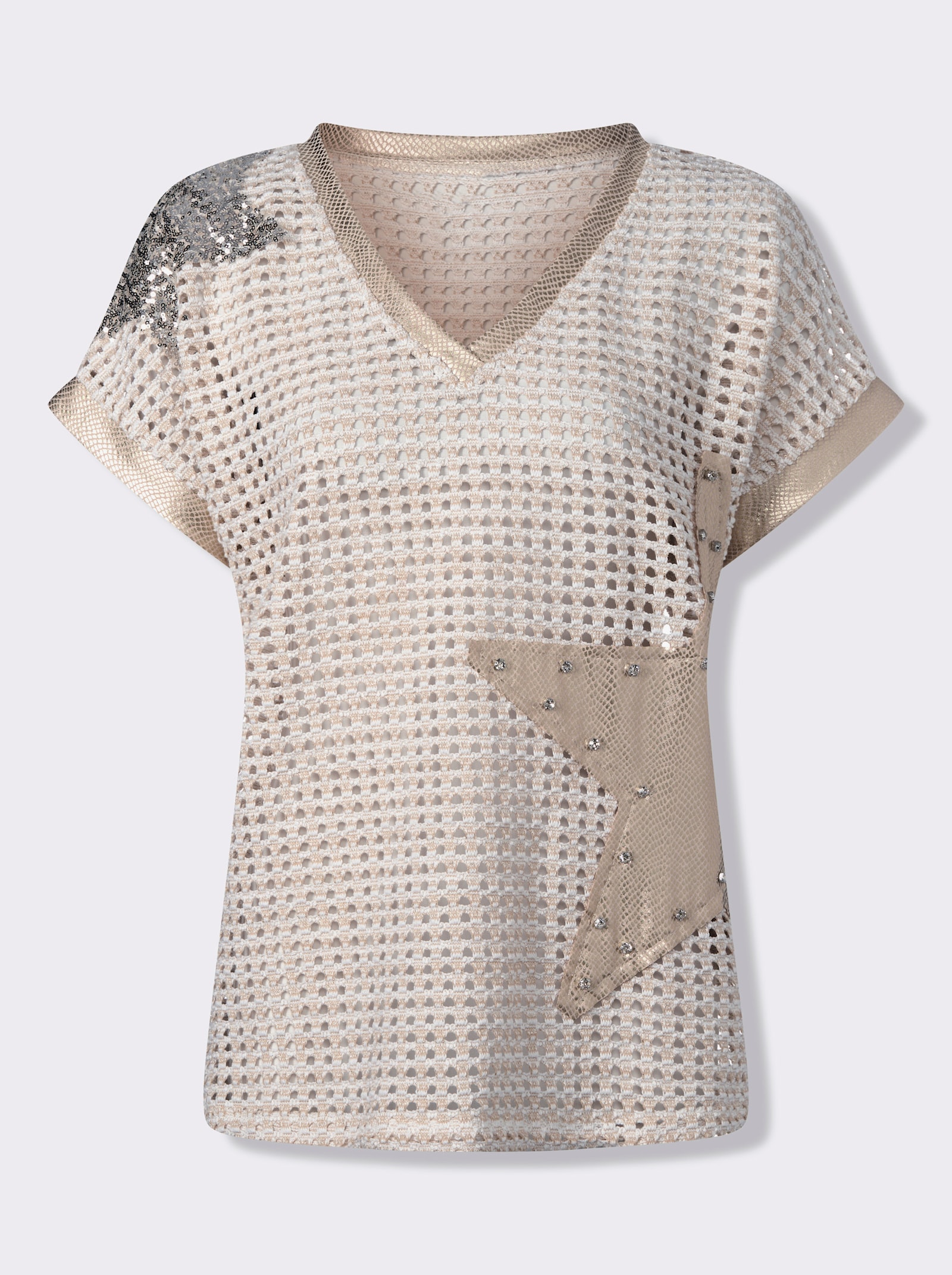 heine Ajourpullover mit Stern-Applikation - sand