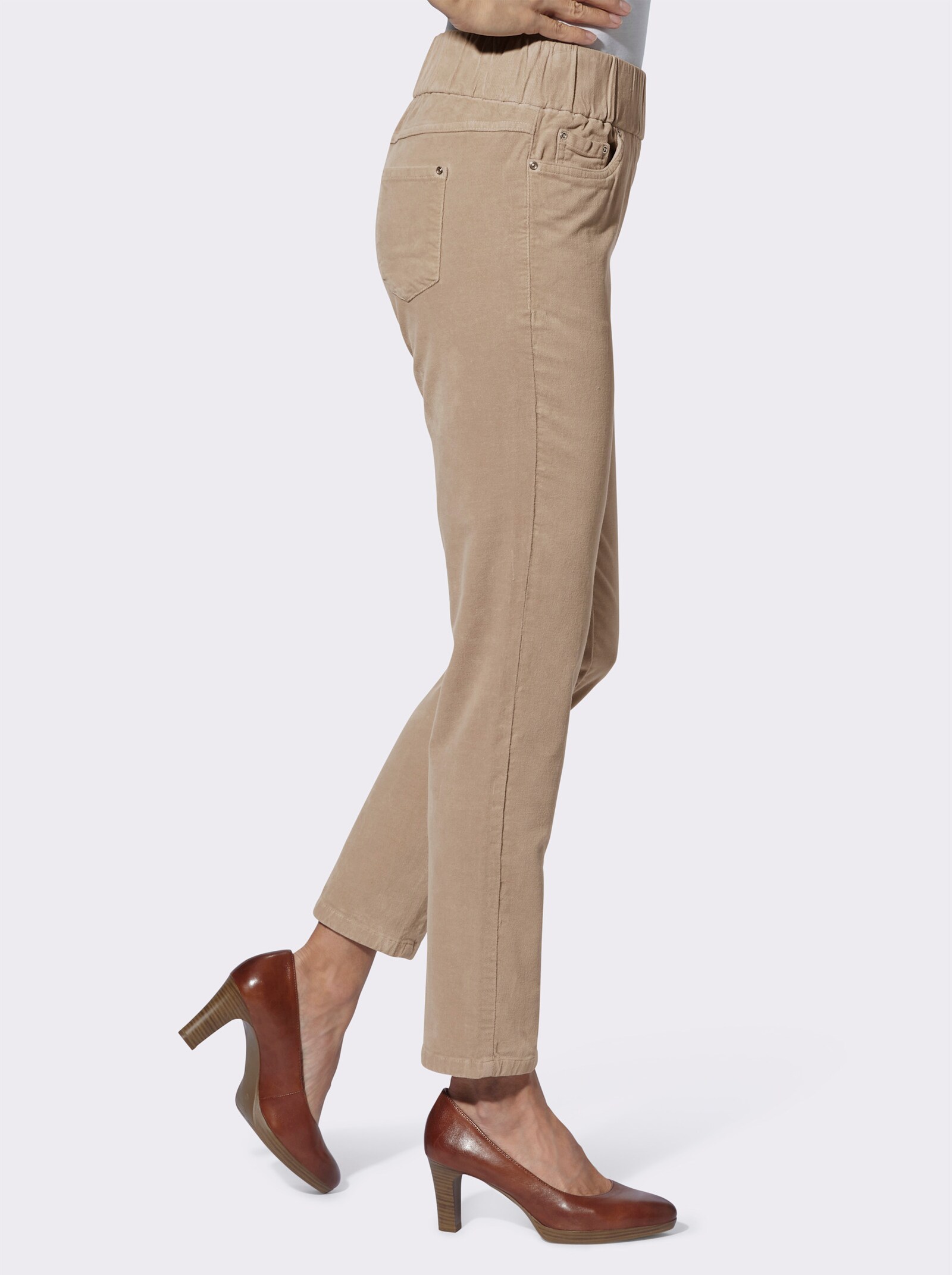Comfortbroek van fluweel - beige