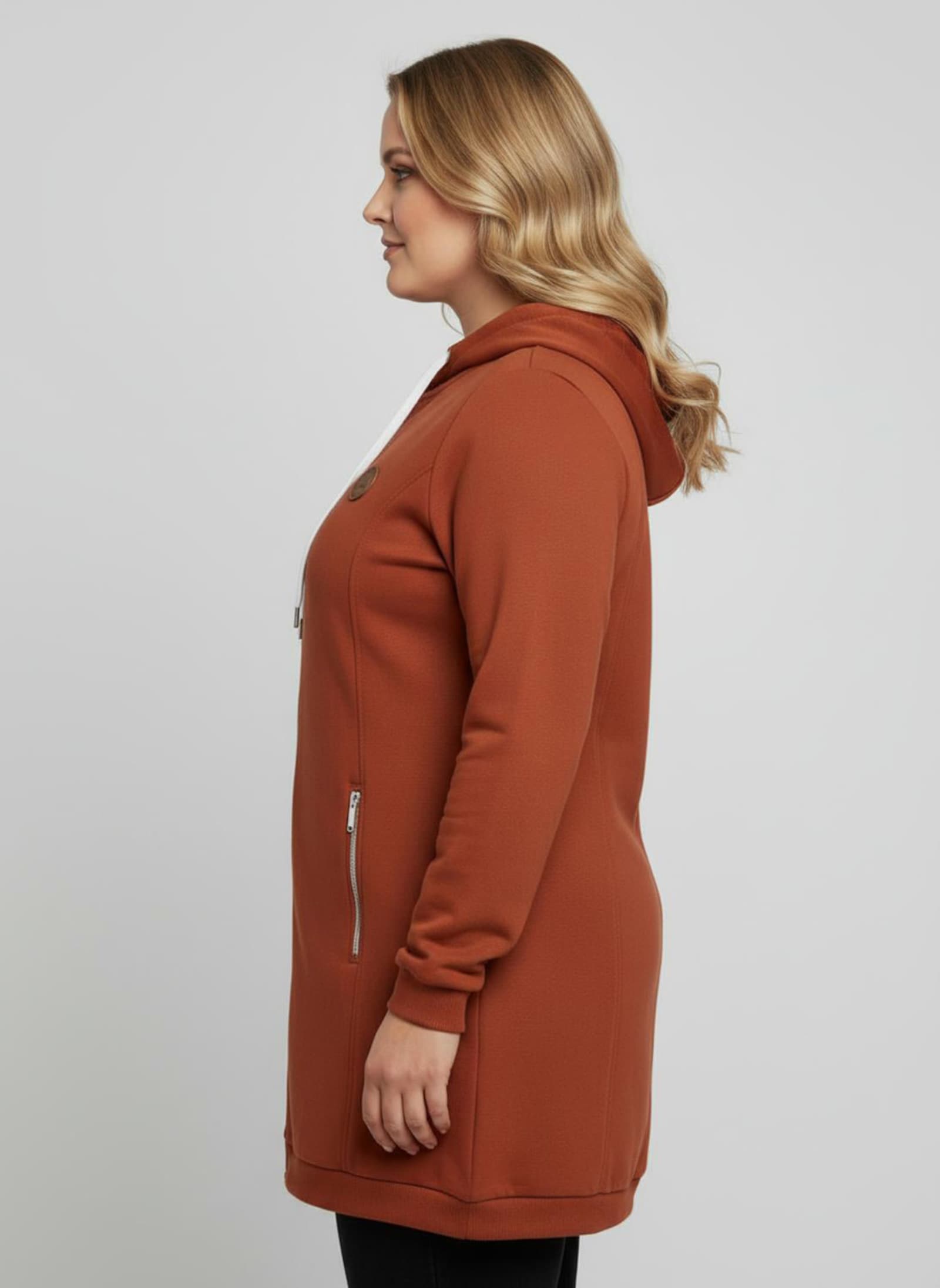 Sweatjacke in weich angerauter Qualität - rostrot