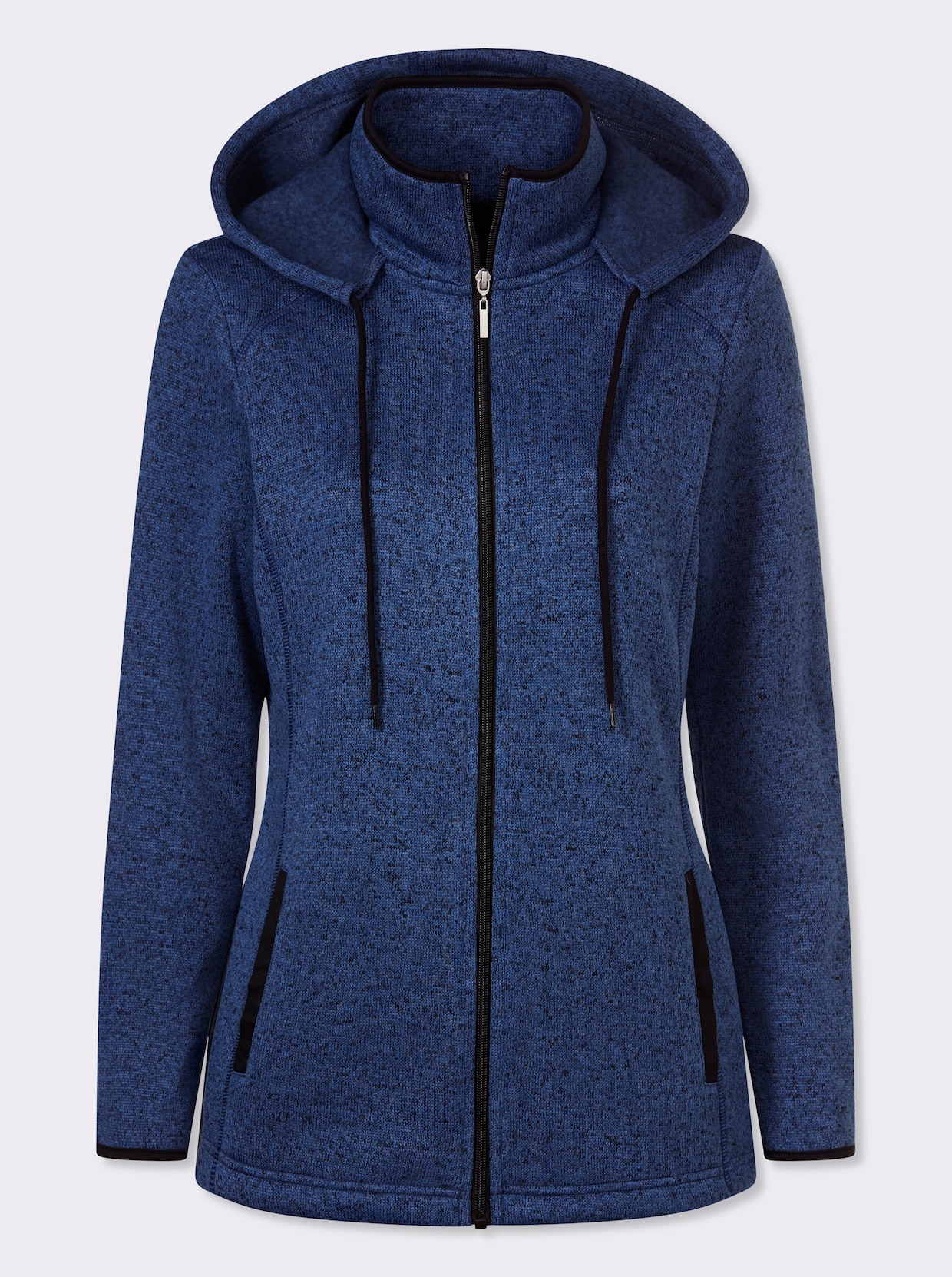 Strickfleecejacke - jeansblau-schwarz-meliert