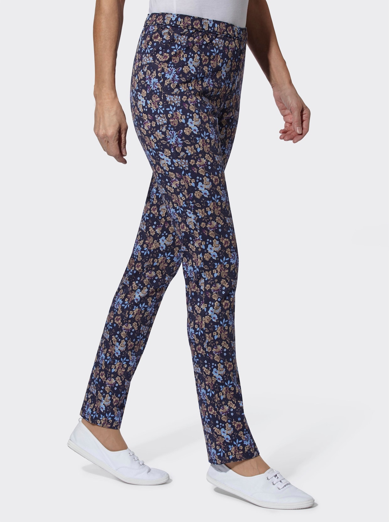 Stretch-Hose - marine-bleu-bedruckt