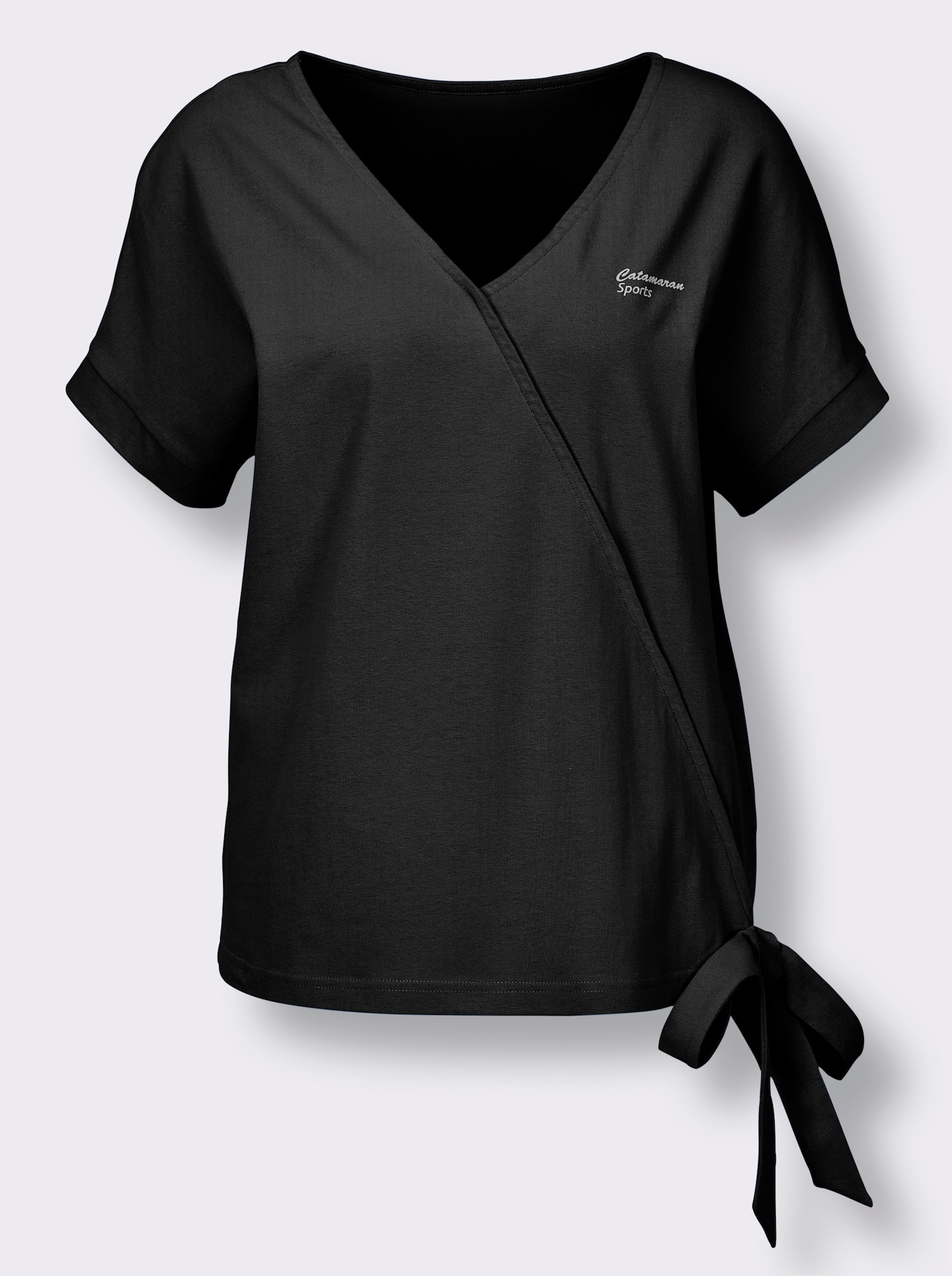 Catamaran Sports Funktionsshirt in Wickel-Optik - schwarz
