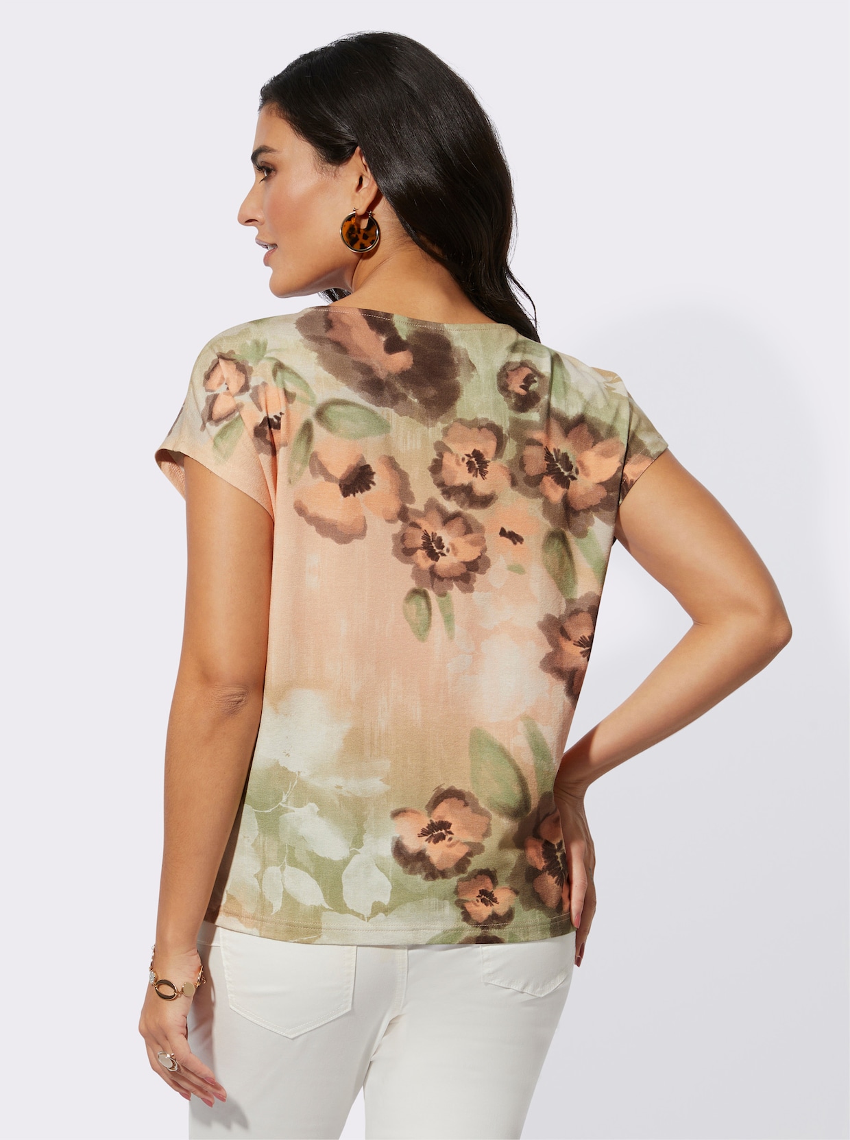 Print-Shirt - elfenbein-orange-bedruckt