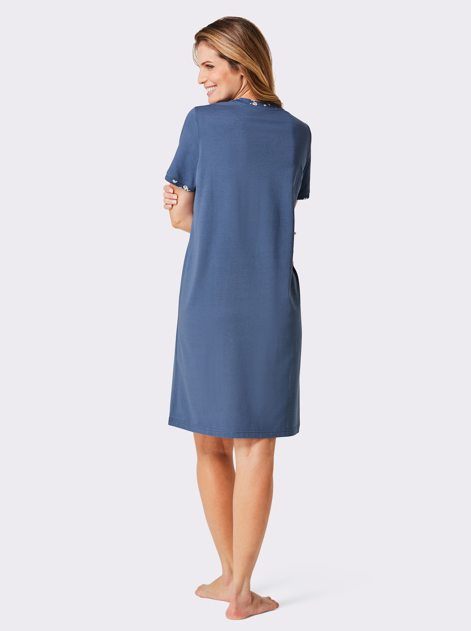 wäschepur Slaapshirts - jeansblauw/ecru bedrukt + jeansblauw