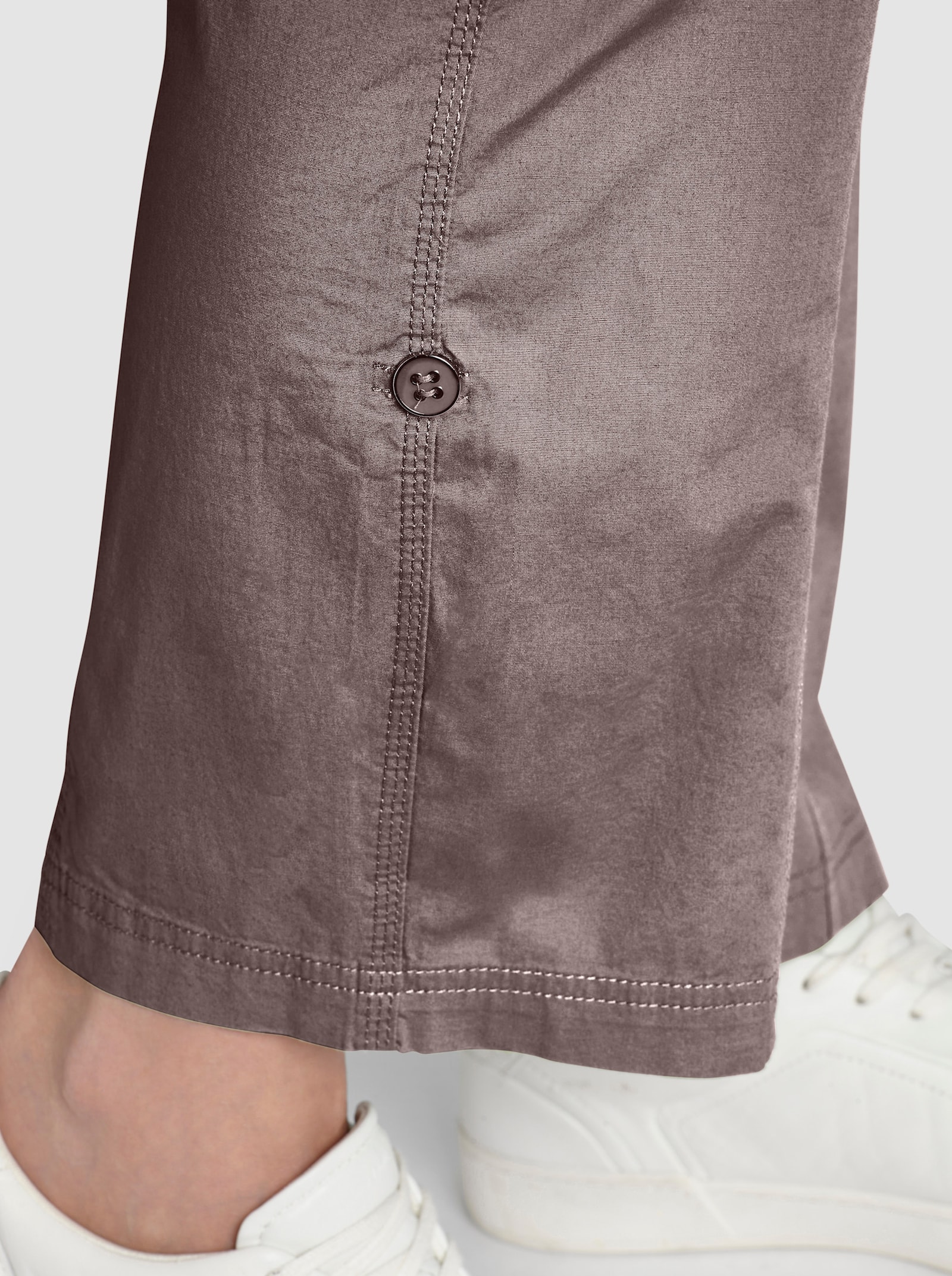 Baumwollhose mit krempelbaren Beinen - dunkeltaupe