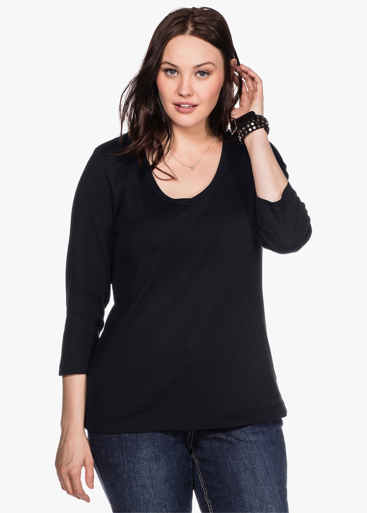 Sheego Shirt - schwarz