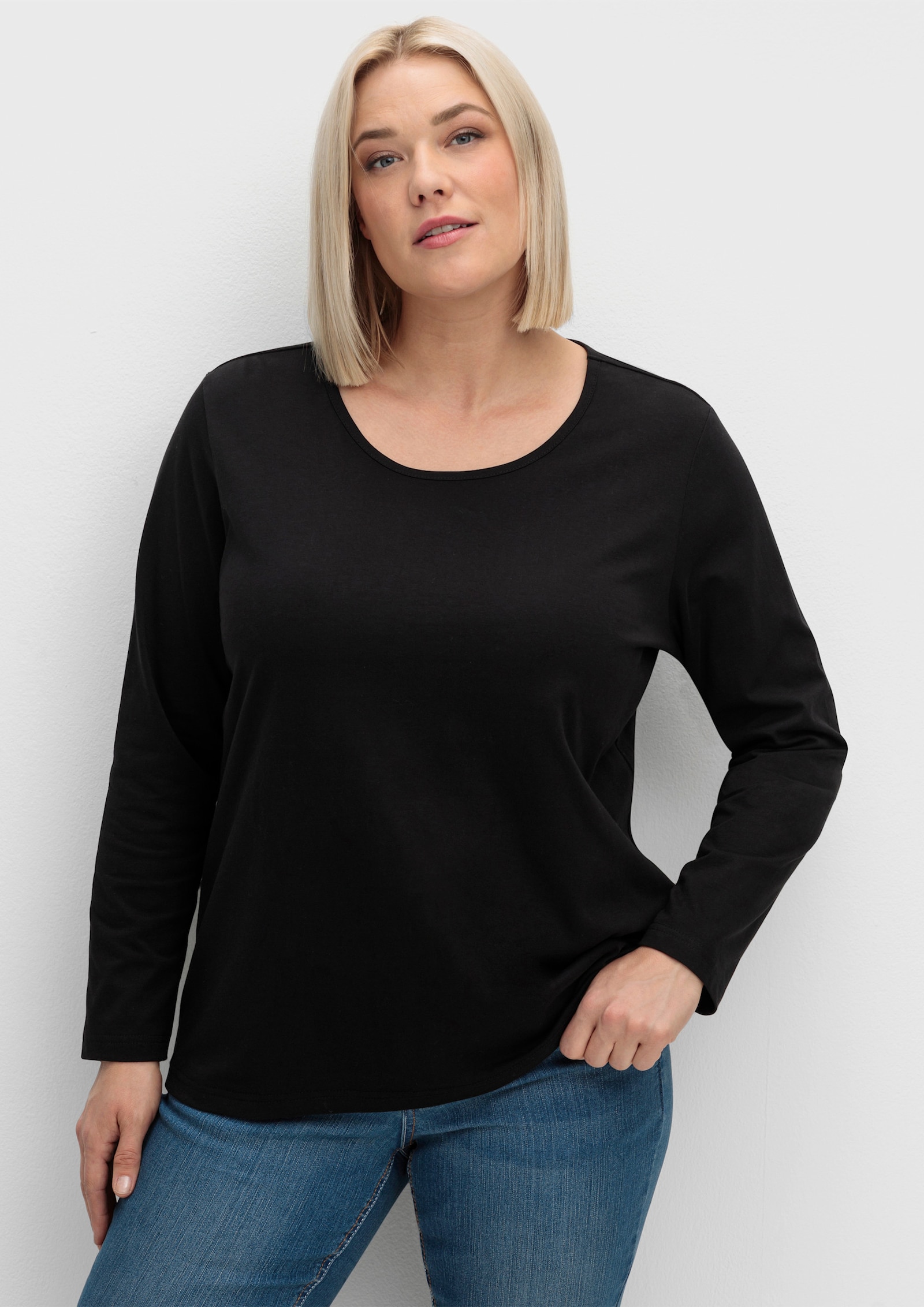 Langarmshirt in reiner Baumwolle - schwarz