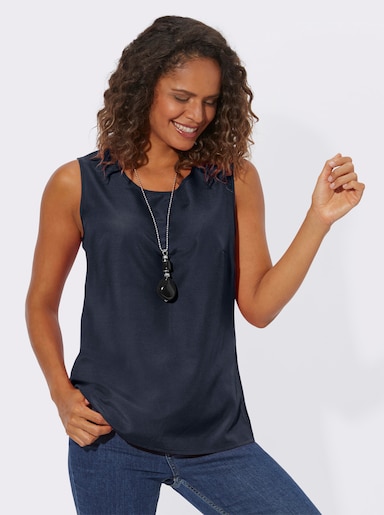 Blusentop mit Seitenschlitzen - marine