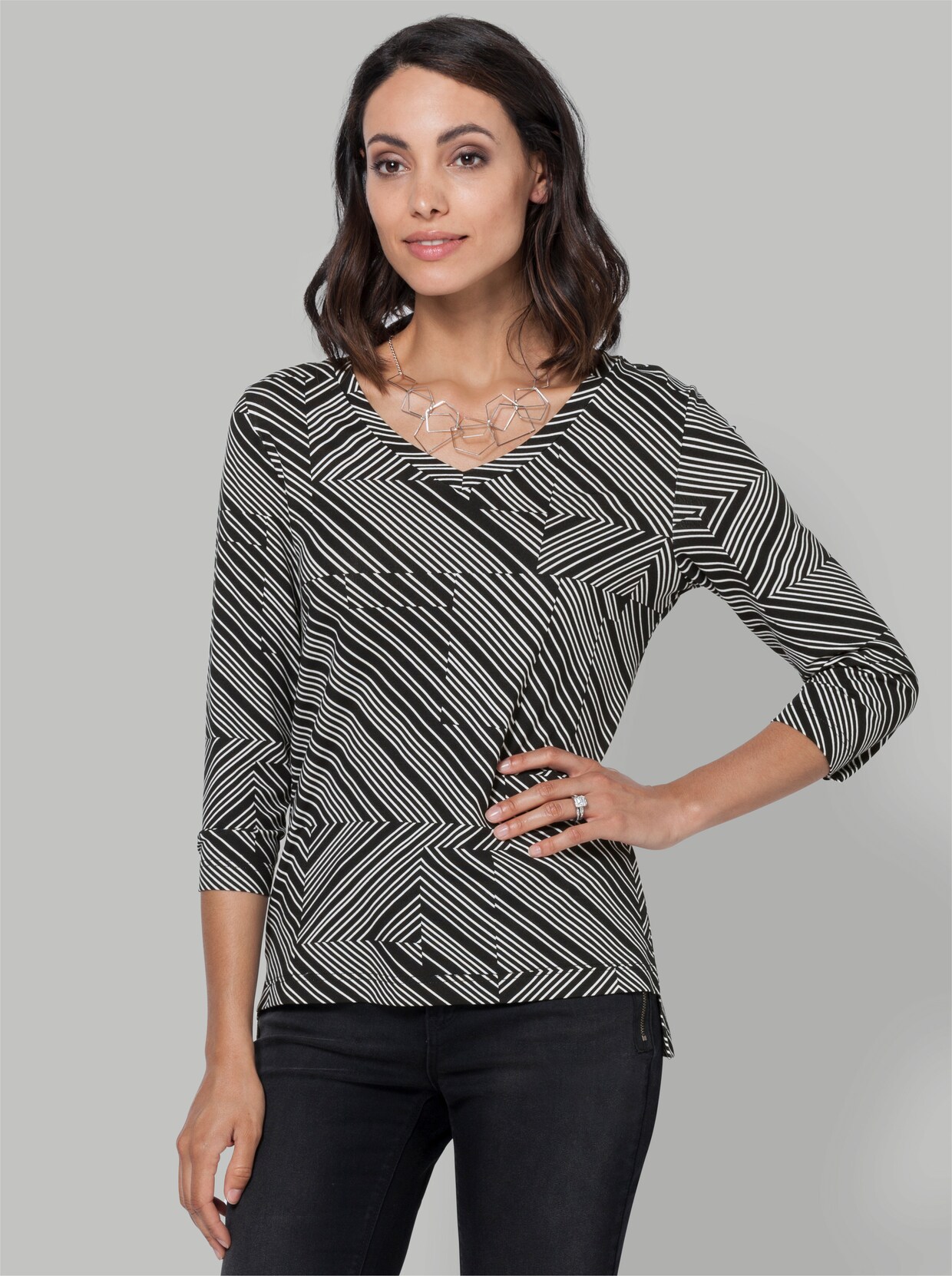 Print-Shirt - schwarz-weiss