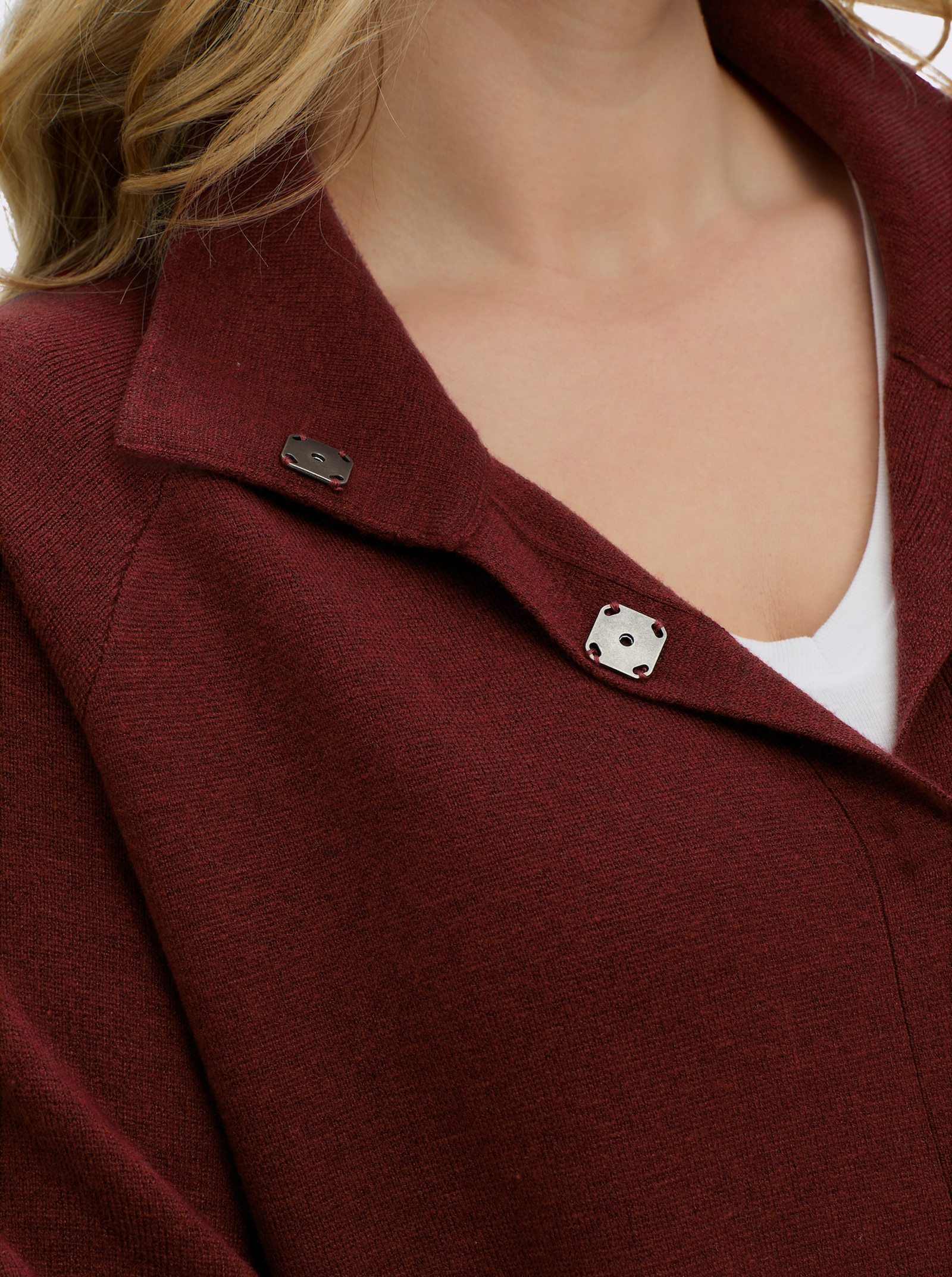 sheego Strickjacke mit weiten 3/4-Ärmeln - kirsche-meliert