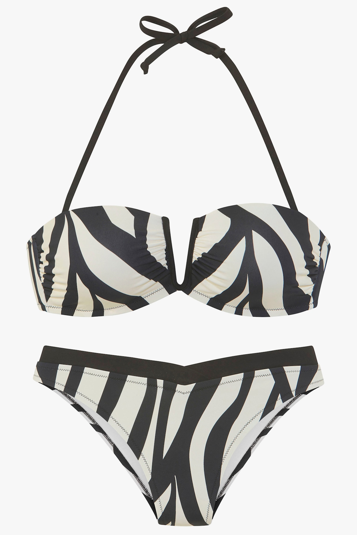 bikini bandeau - noir-crème