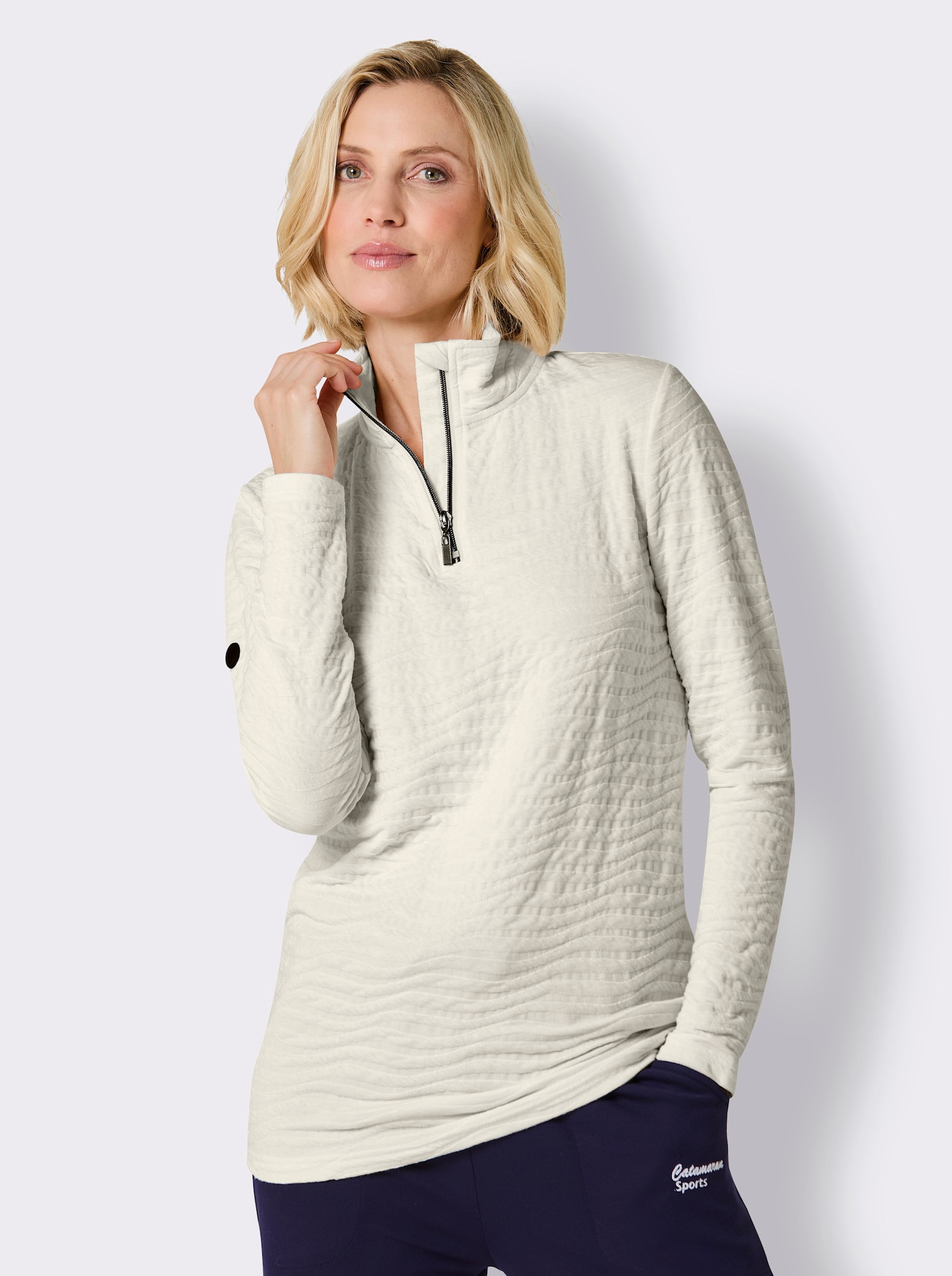 Catamaran Sports Sweatshirt in Struktur-Qualität - champagner