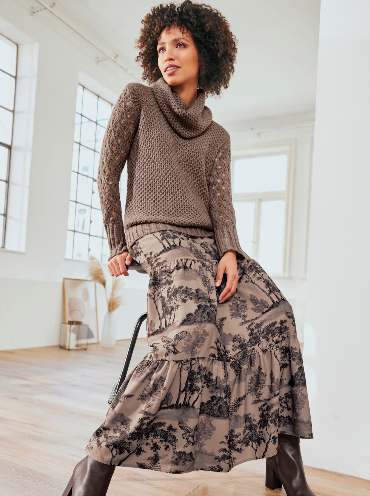 heine Rollkragenpullover - taupe-meliert