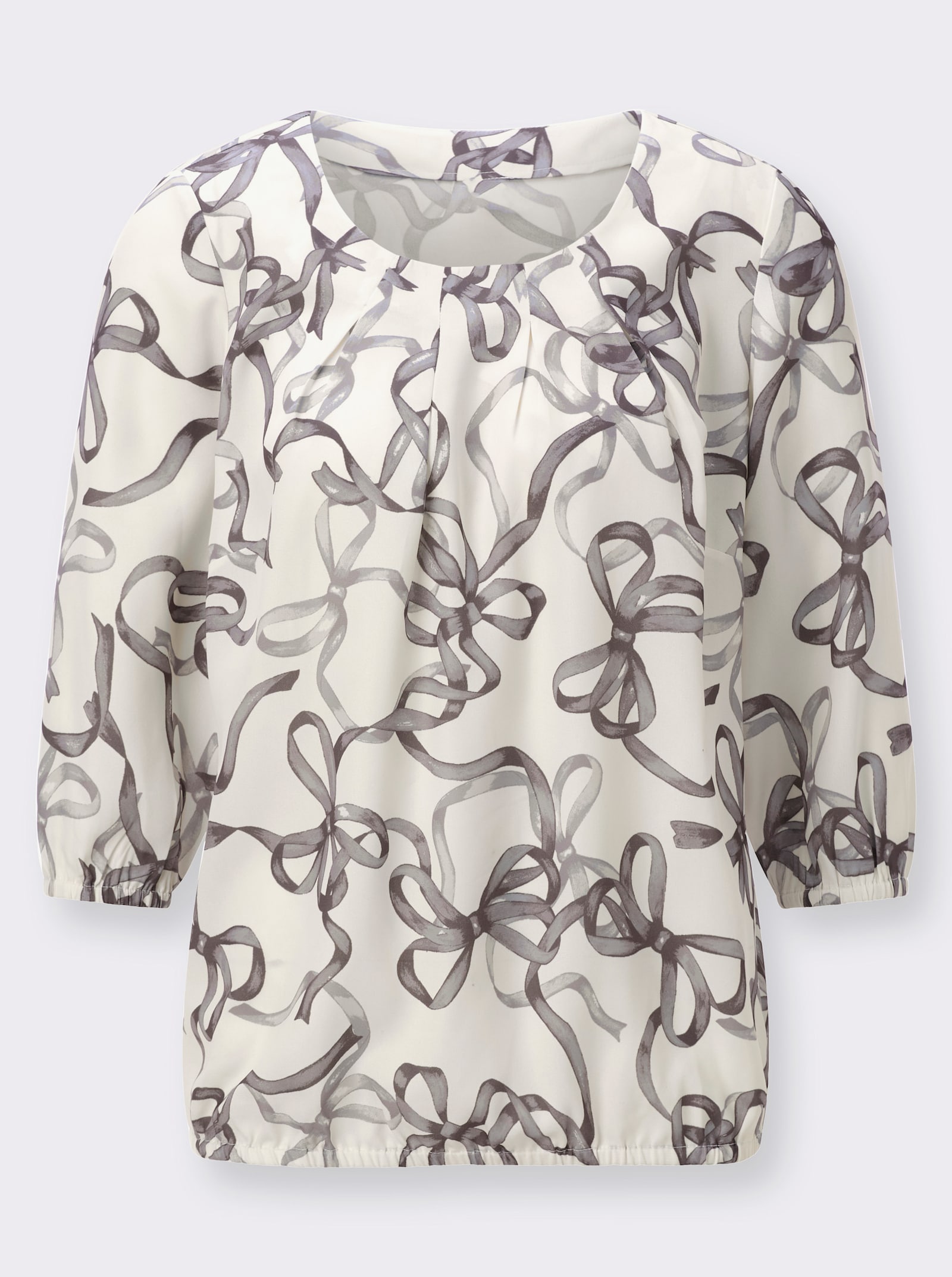 Blúzka s potlačou so vzorom mašle - šampanská-grafitová-potlač