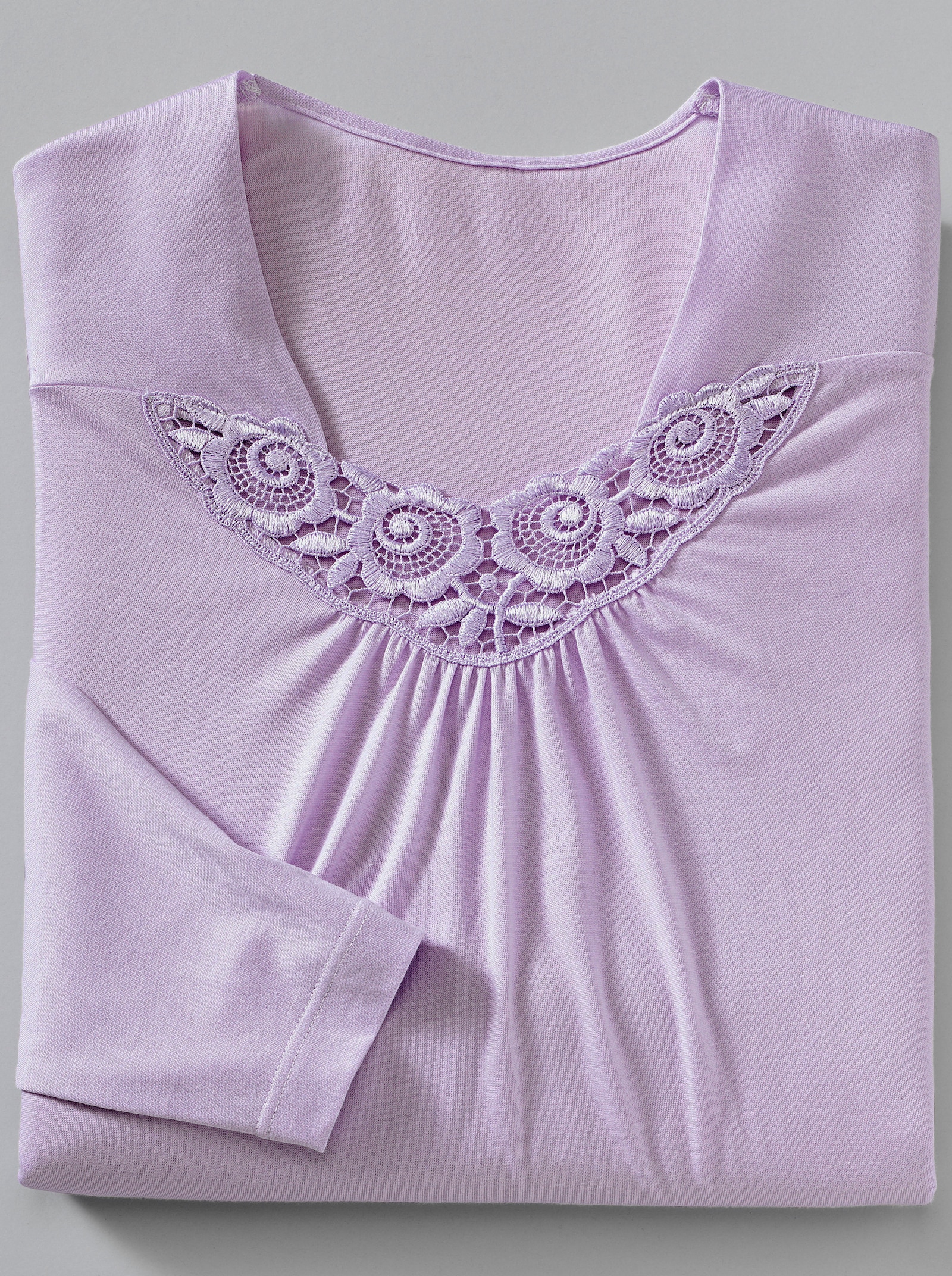 Ascafa Kurzarm-Nachthemden mit Spitze, im Doppelpack - flieder + mint