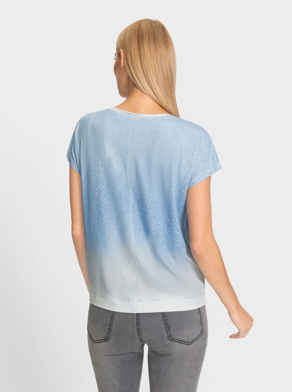heine Rundhalsshirt - bleu-hellgrau-bedruckt