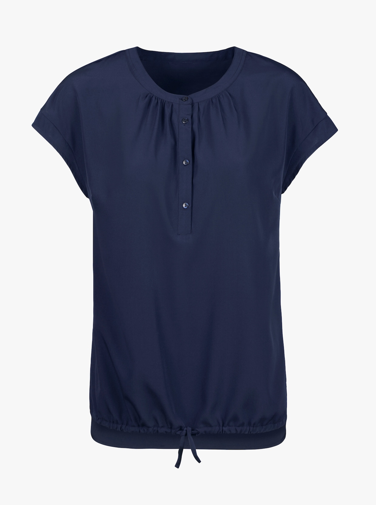 Blouse m. korte mouwen - marine